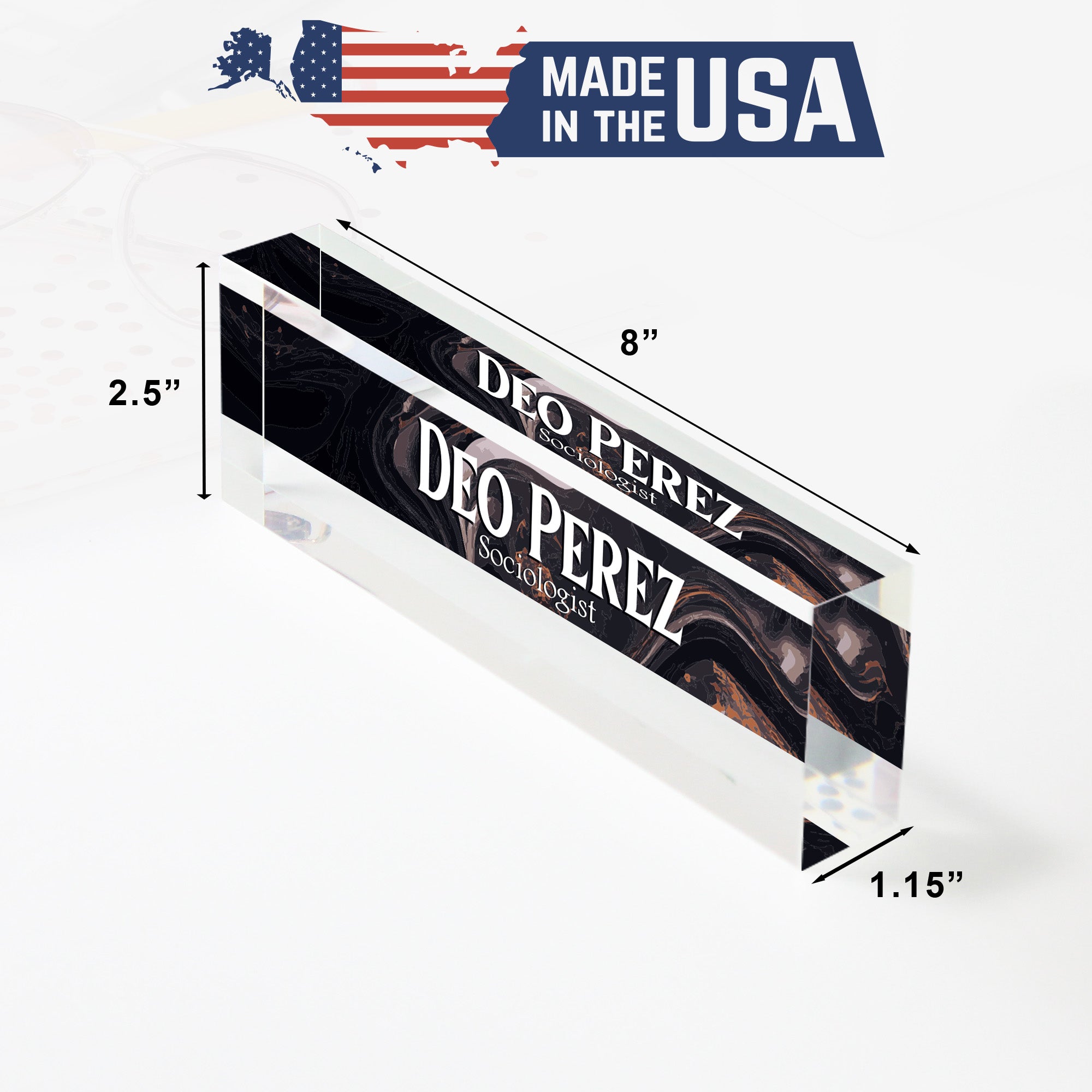 Personalized Acrylic Desk Block - Custom Name Plaque for Professionals - Elegant Marbled Design with Engraved Text - Image 10