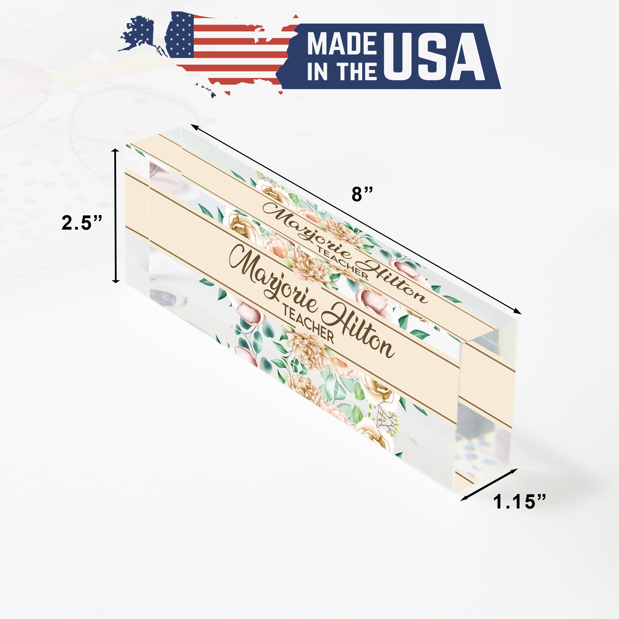 Custom Floral Acrylic Desk Name Plate - Personalized Teacher Gift with Elegant Bloom Design - Image 10