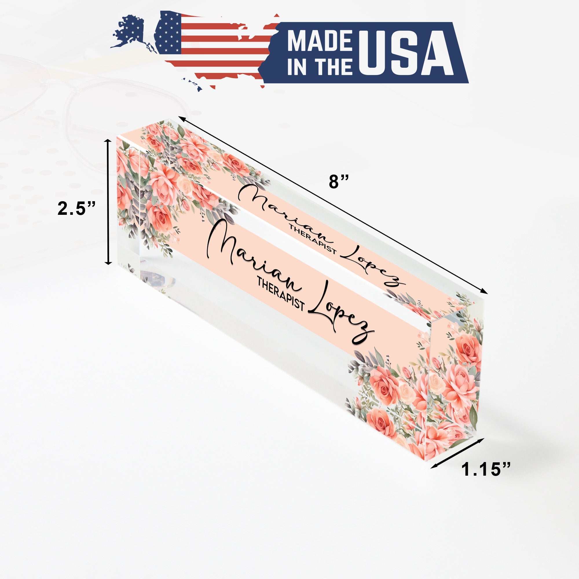 Personalized Floral Acrylic Desk Name Plate - Elegant Custom Gift for Therapists and Professionals - Image 10