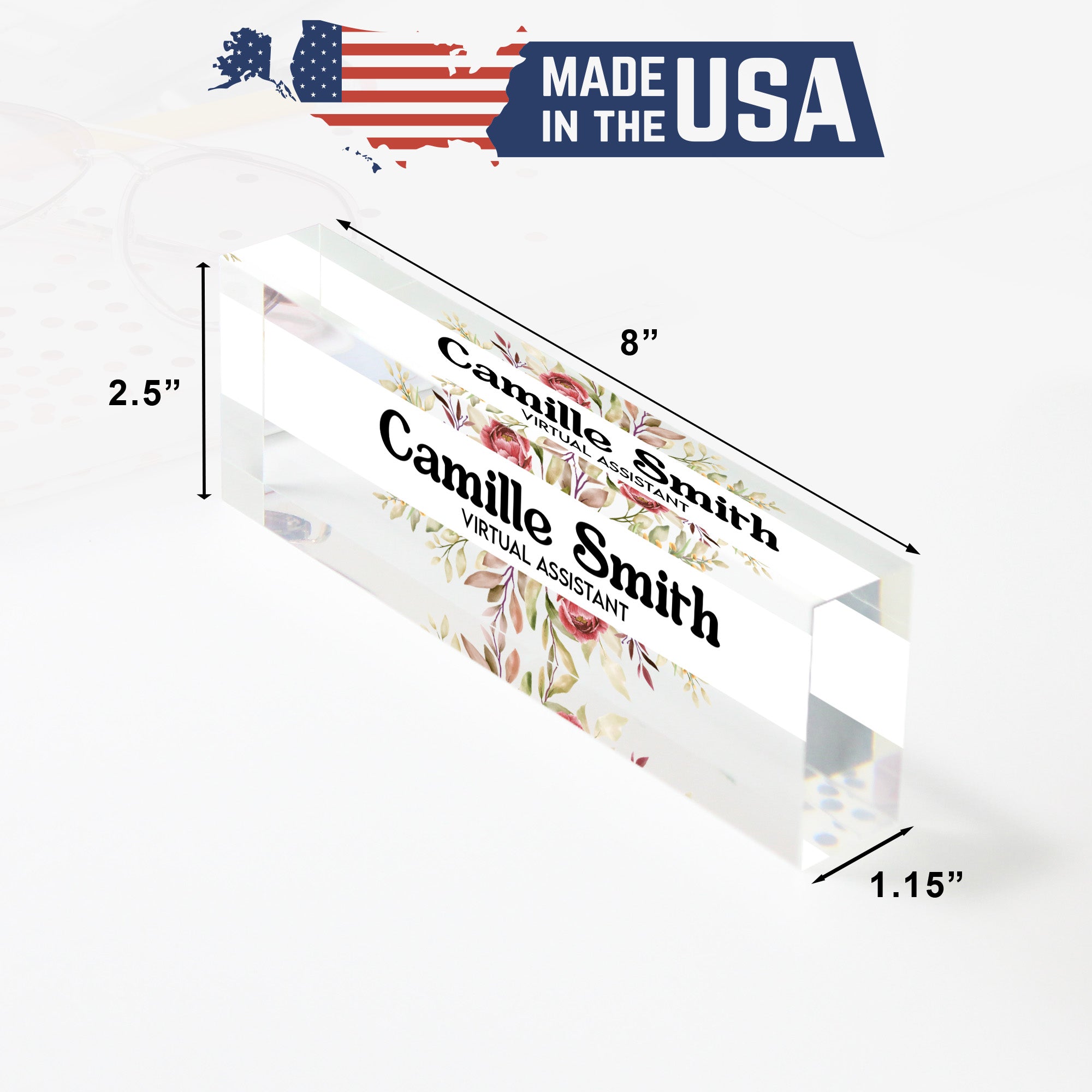 Personalized Floral Acrylic Desk Name Plate - Customizable Office Decor for Virtual Assistants - Perfect Gift for Professionals - Image 10