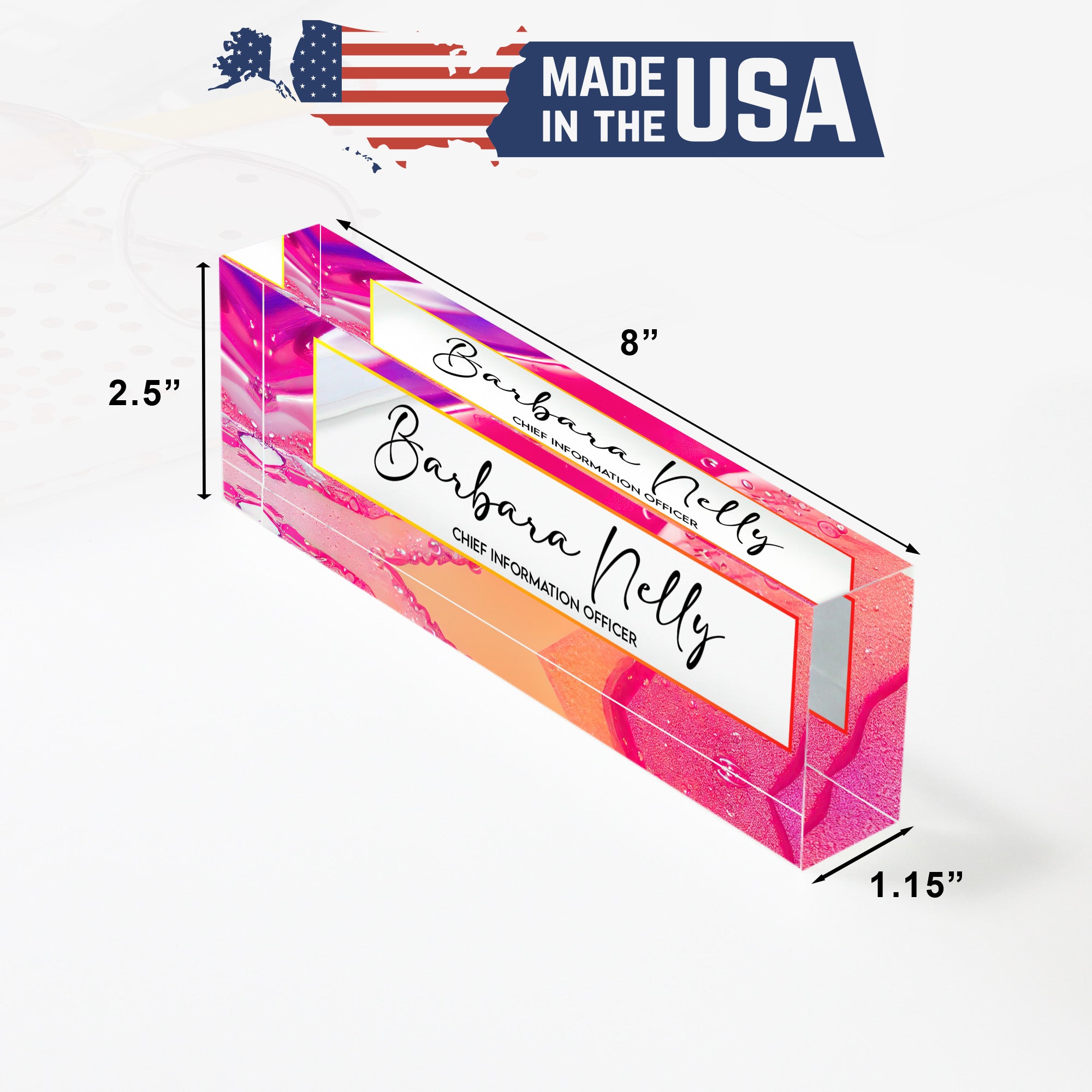 Personalized Acrylic Desk Name Plate - Vibrant Abstract Design for Executives, Handmade Custom Office Décor - Image 10