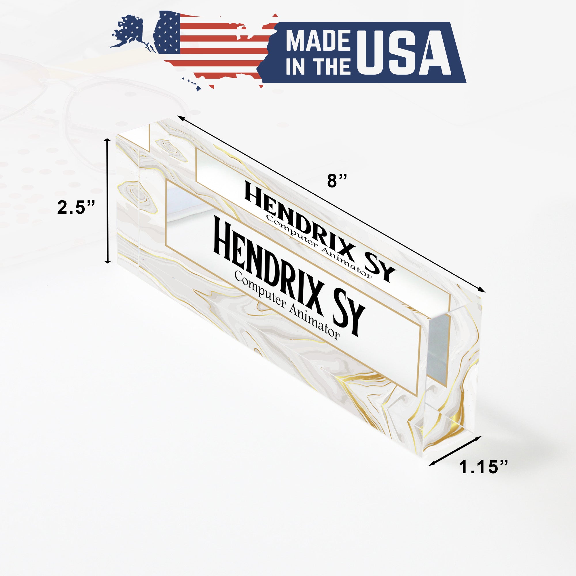 Personalized Marble Acrylic Desk Block for Computer Animators - Custom Nameplate Gift for Office Decor - Image 10