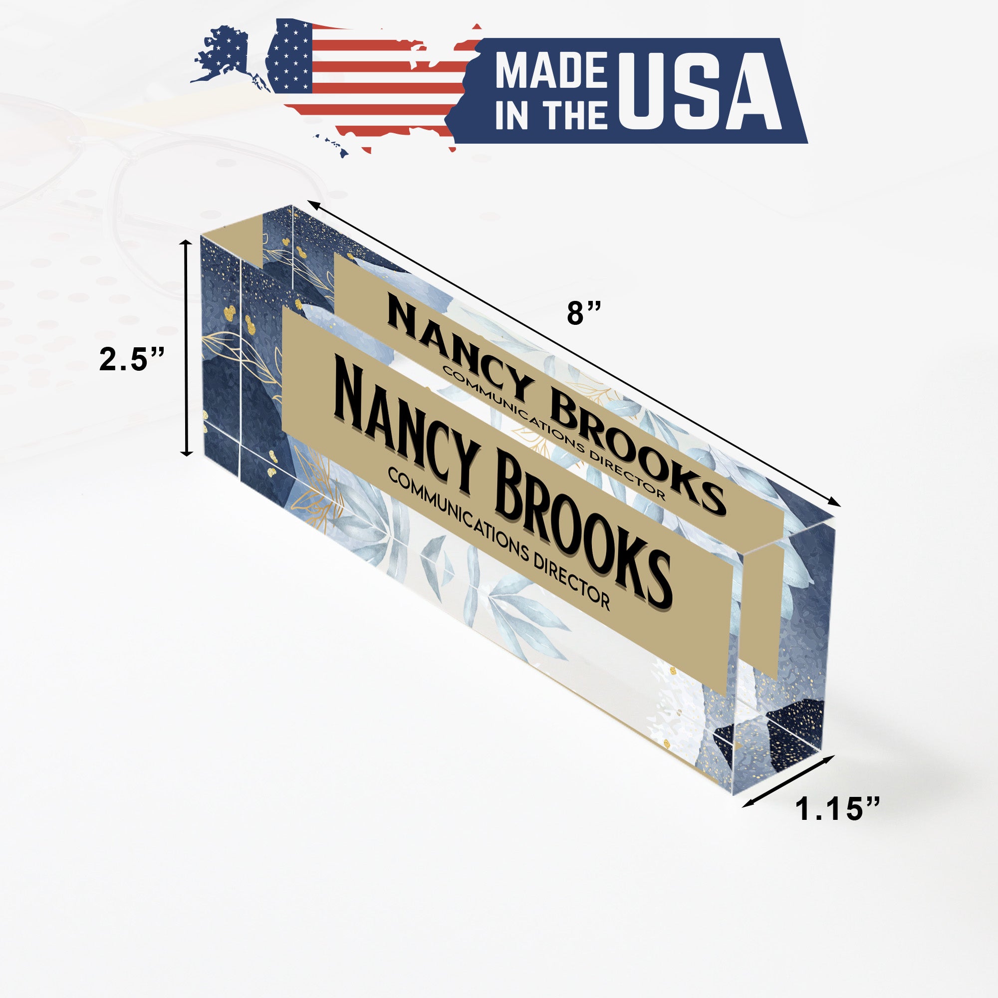 Personalized Acrylic Desk Block Nameplate with Elegant Floral Design - Perfect for Office Decor and Gift Giving - Image 10