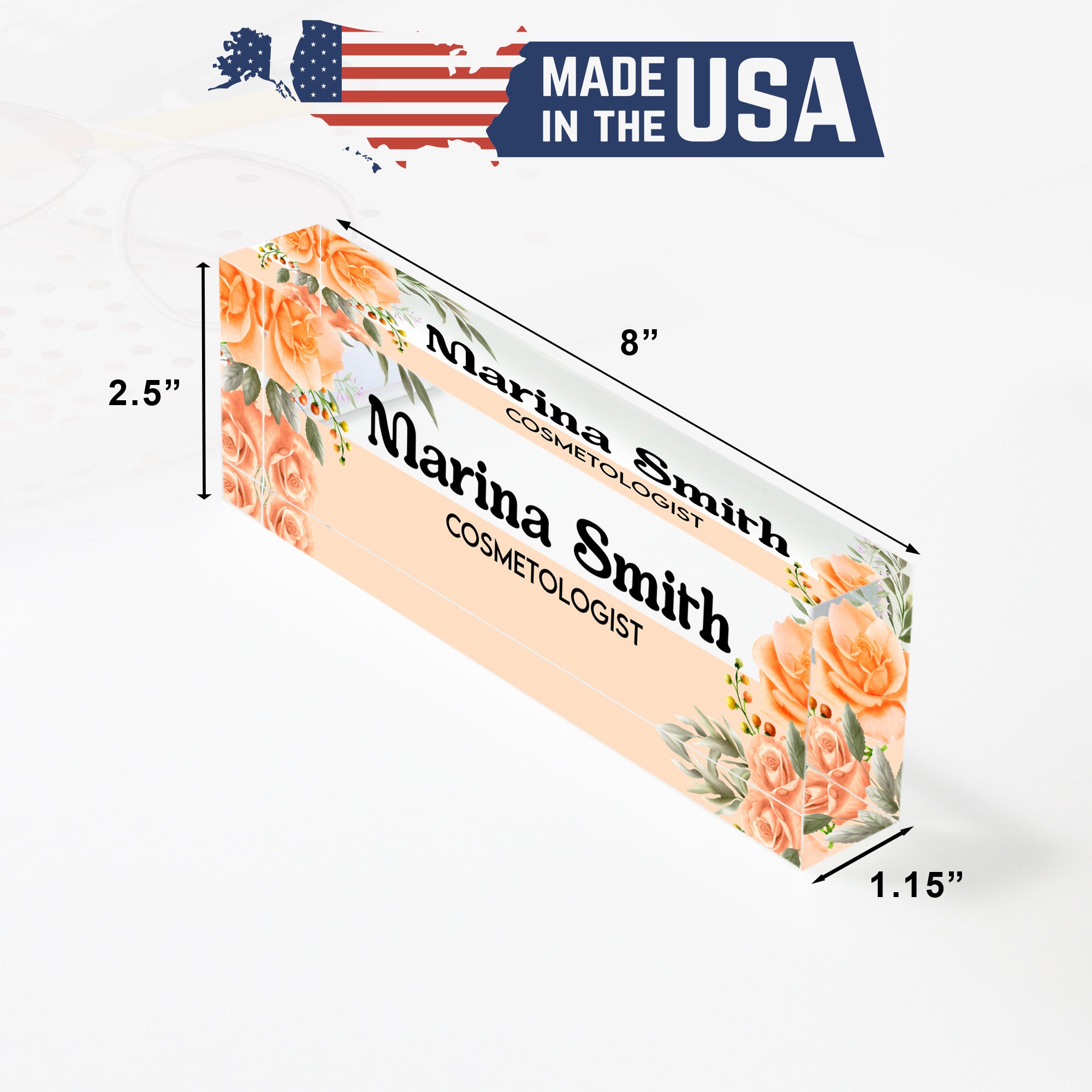 Personalized Floral Acrylic Desk Block - Custom Nameplate for Cosmetologist - Unique Handmade Gift for Beauty Professionals - Image 10