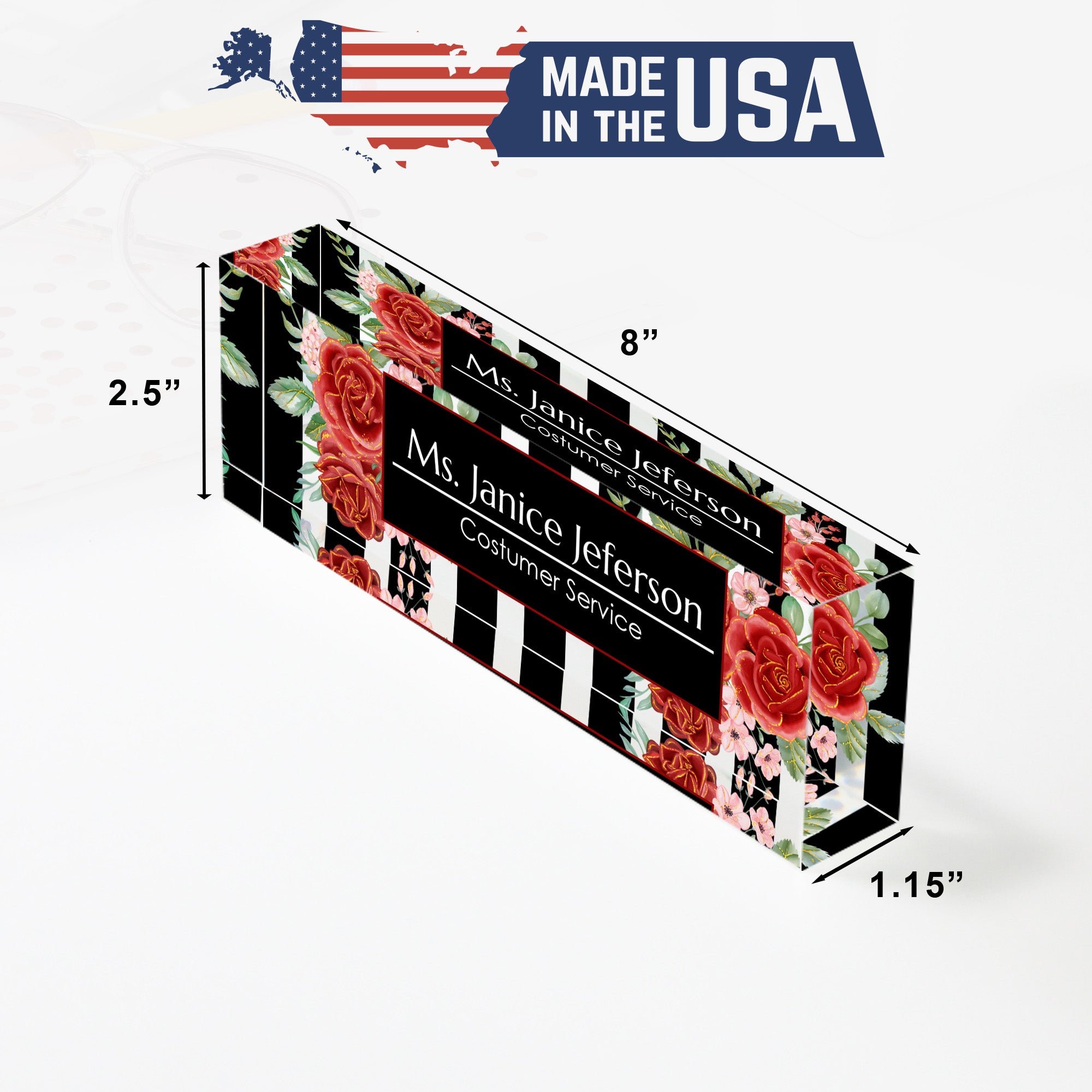 Elegant Personalized Acrylic Desk Block with Floral Design for Custom Service Professionals - Perfect Gift for Office Décor - Image 10