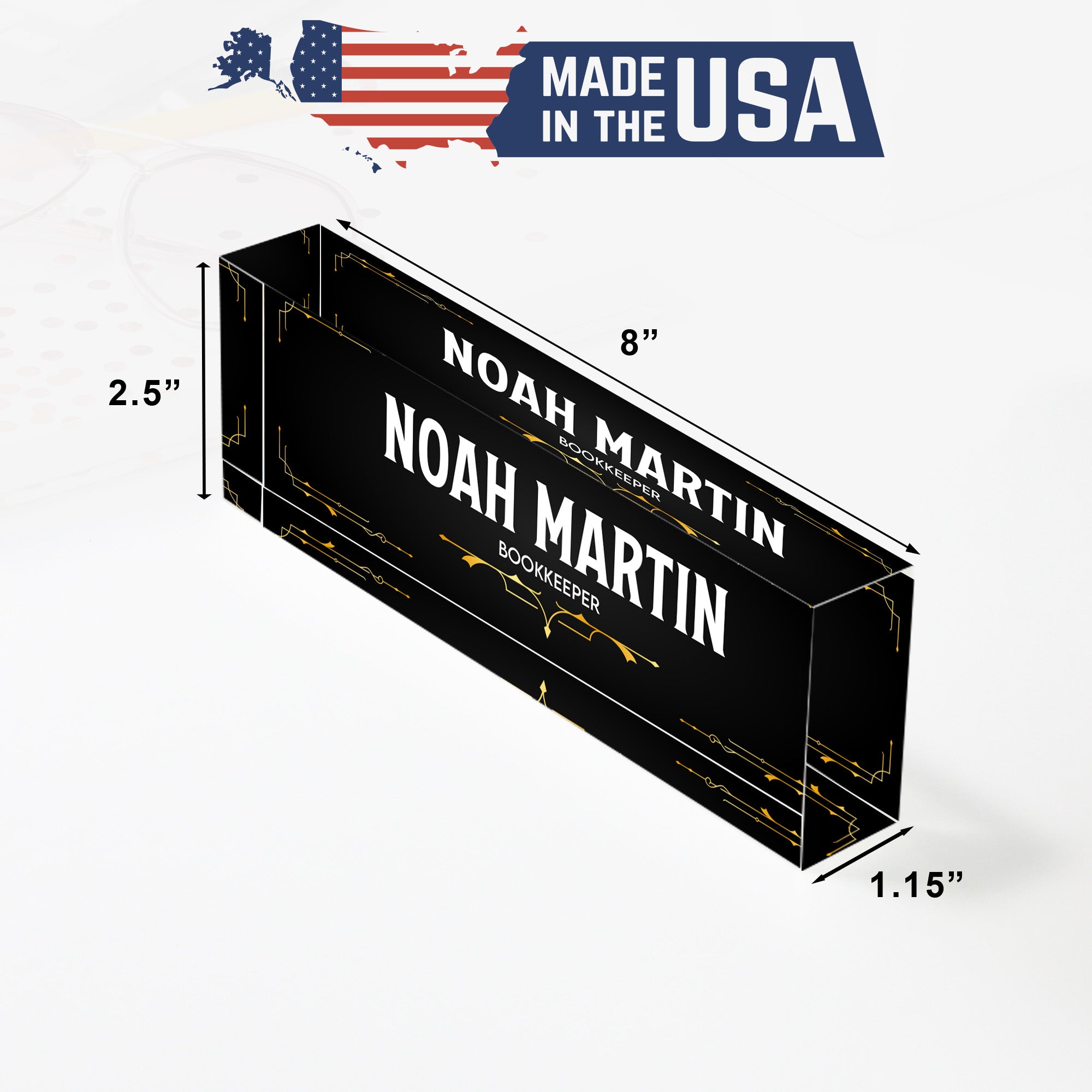 Personalized Acrylic Desk Name Plate - Custom Engraved Bookkeeper Gift with Elegant Art Deco Design - Image 10