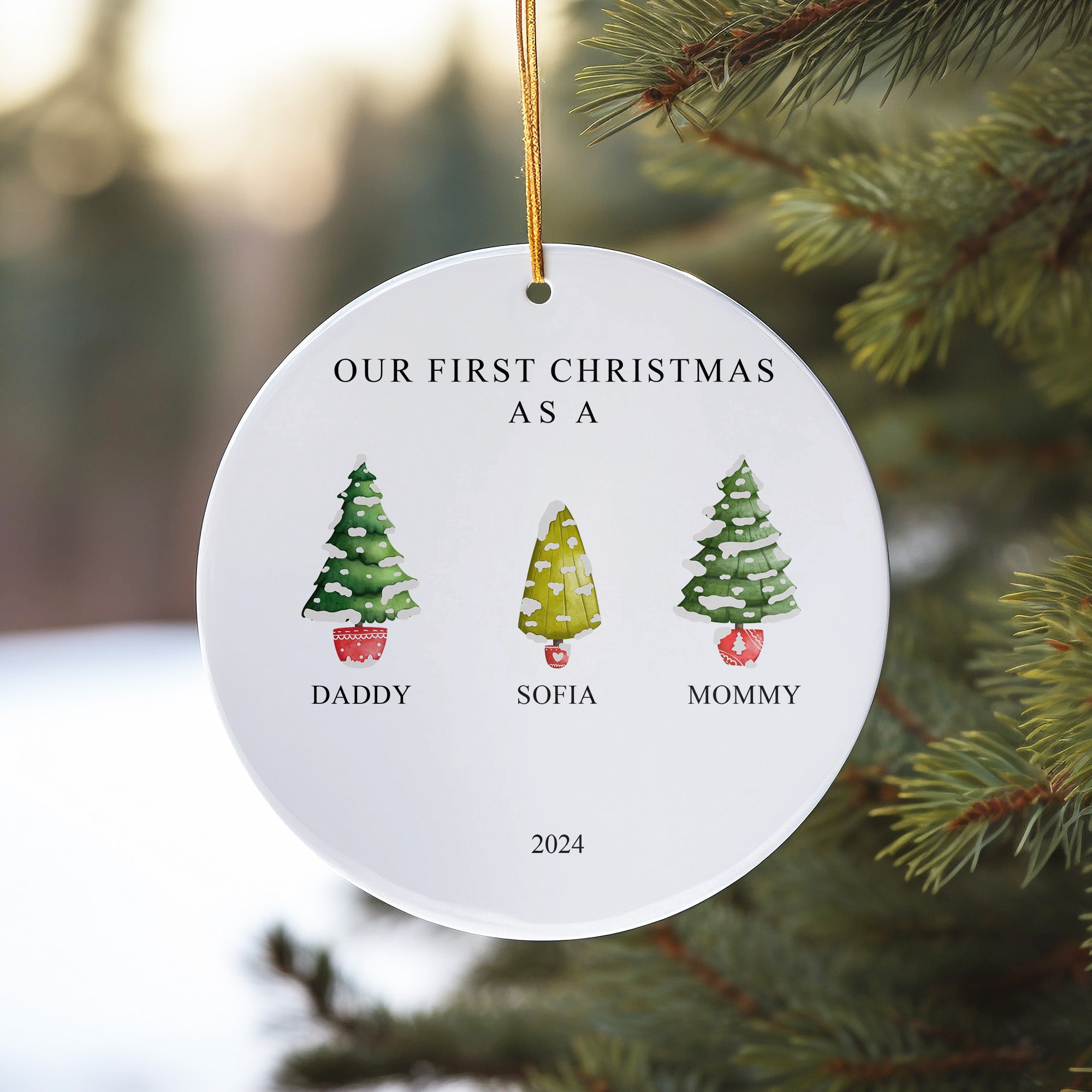 Personalized Family Christmas Ornament 2024 – Custom Ceramic Decoration for New Parents and Baby's First Holiday - Image 10