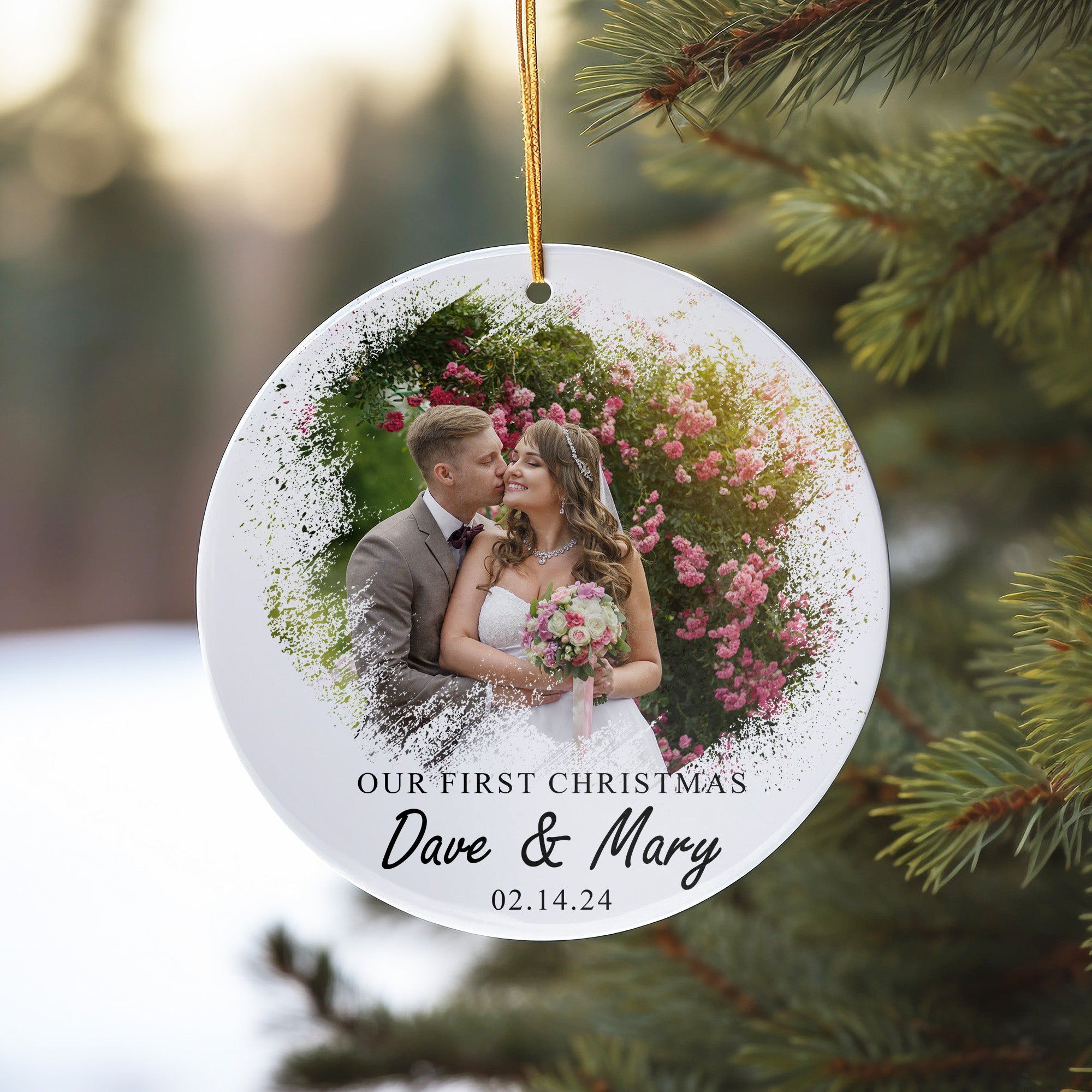 Personalized “Our First Christmas” Ceramic Ornament – Custom Wedding Keepsake for Newlyweds - Image 10
