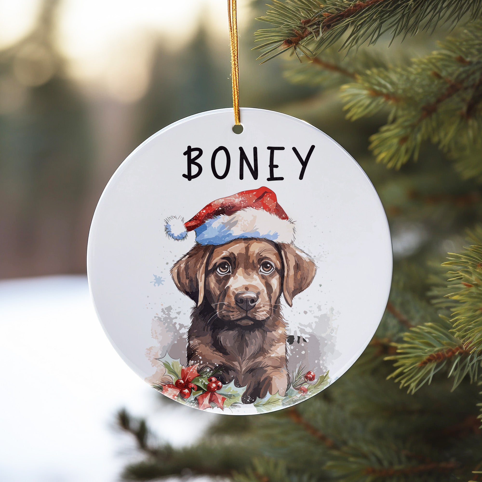 Personalized Dog Lover's Ceramic Ornament with Santa Hat Design - Customizable Holiday Gift for Pet Parents - Image 10
