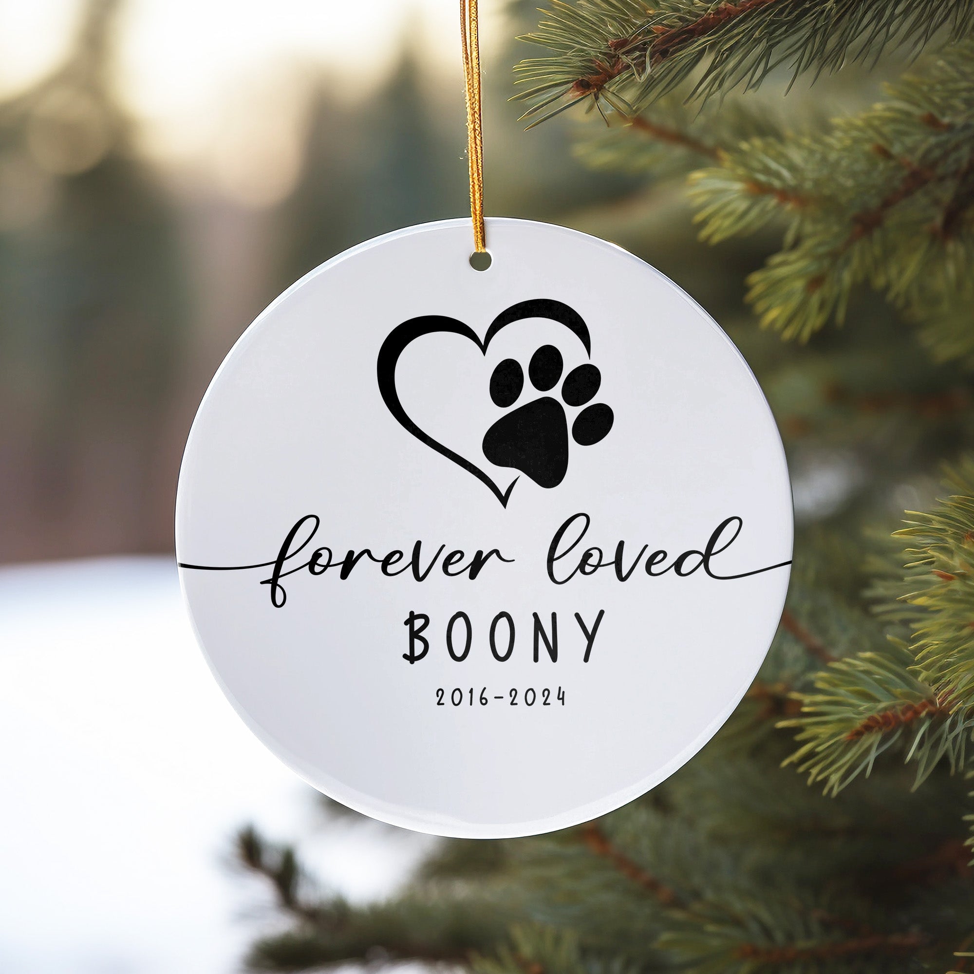 Personalized Memorial Pet Ornament - Custom Ceramic Keepsake with Heart and Paw Design for Pet Loss Remembrance - Image 10