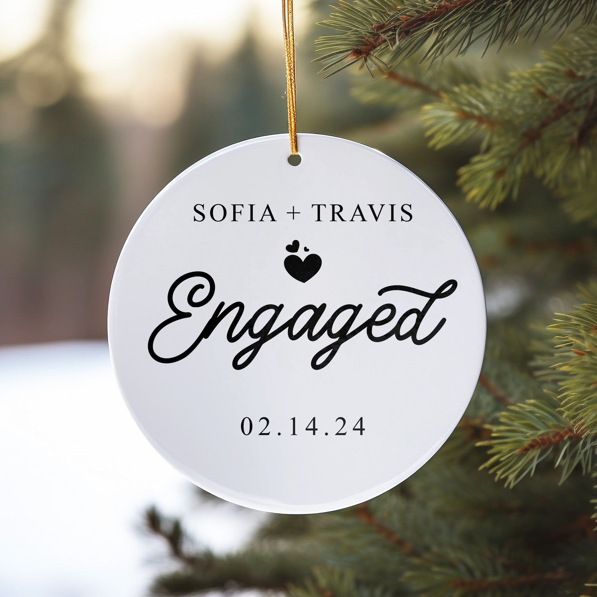 Elegant Personalized Engagement Ornament - Custom Ceramic Keepsake for Couples with Date - Image 10
