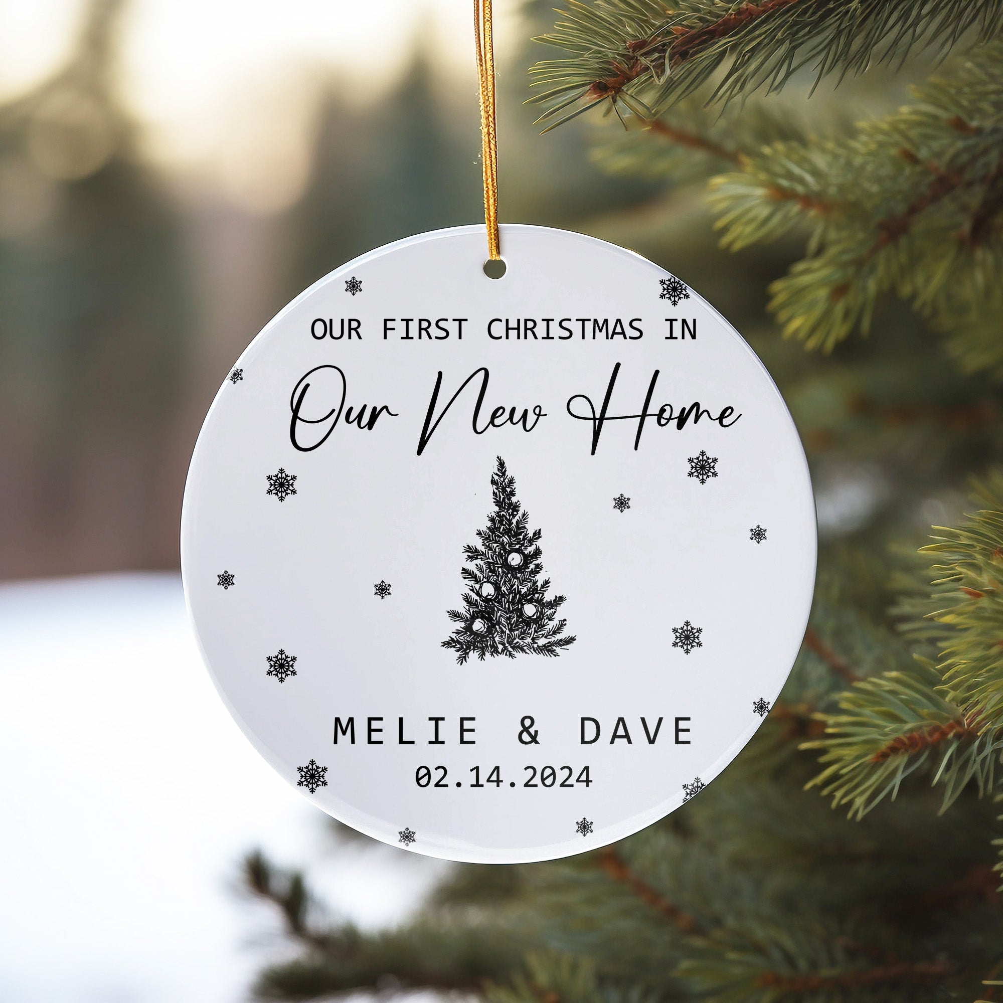 Personalized "Our First Christmas in Our New Home" Ceramic Ornament - Custom Date & Names, Perfect Keepsake Gift - Image 10