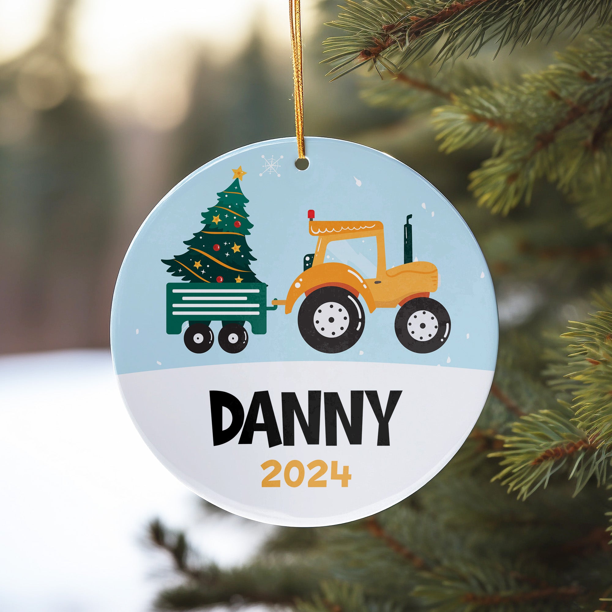 Personalized Christmas Tractor Ornament 2024 – Custom Ceramic Keepsake for Kids, Family Gift, Holiday Decor - Image 10