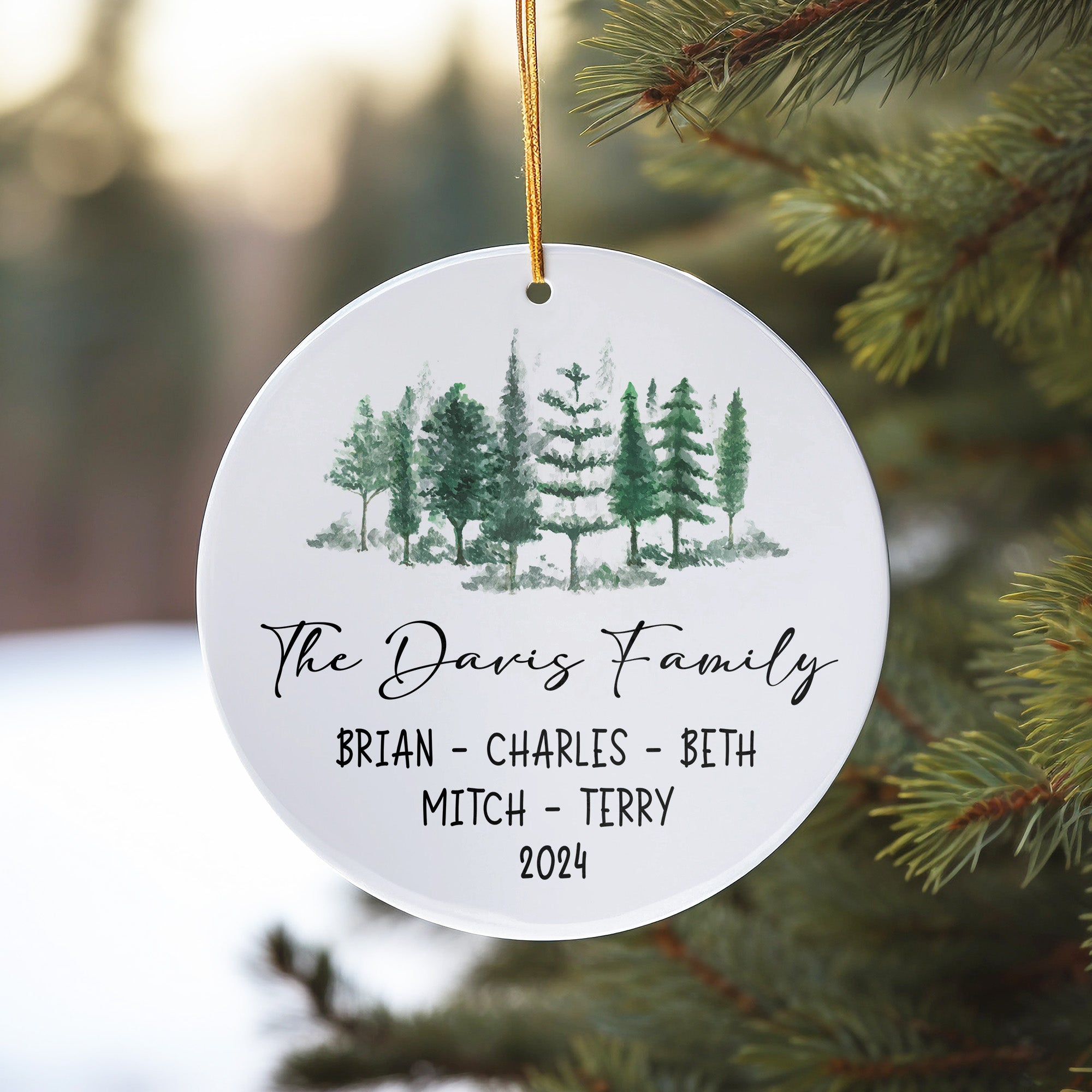 Personalized Family Evergreen Ceramic Ornament - Custom Names & Year - Handmade Gift for Holidays and Special Occasions - Image 10