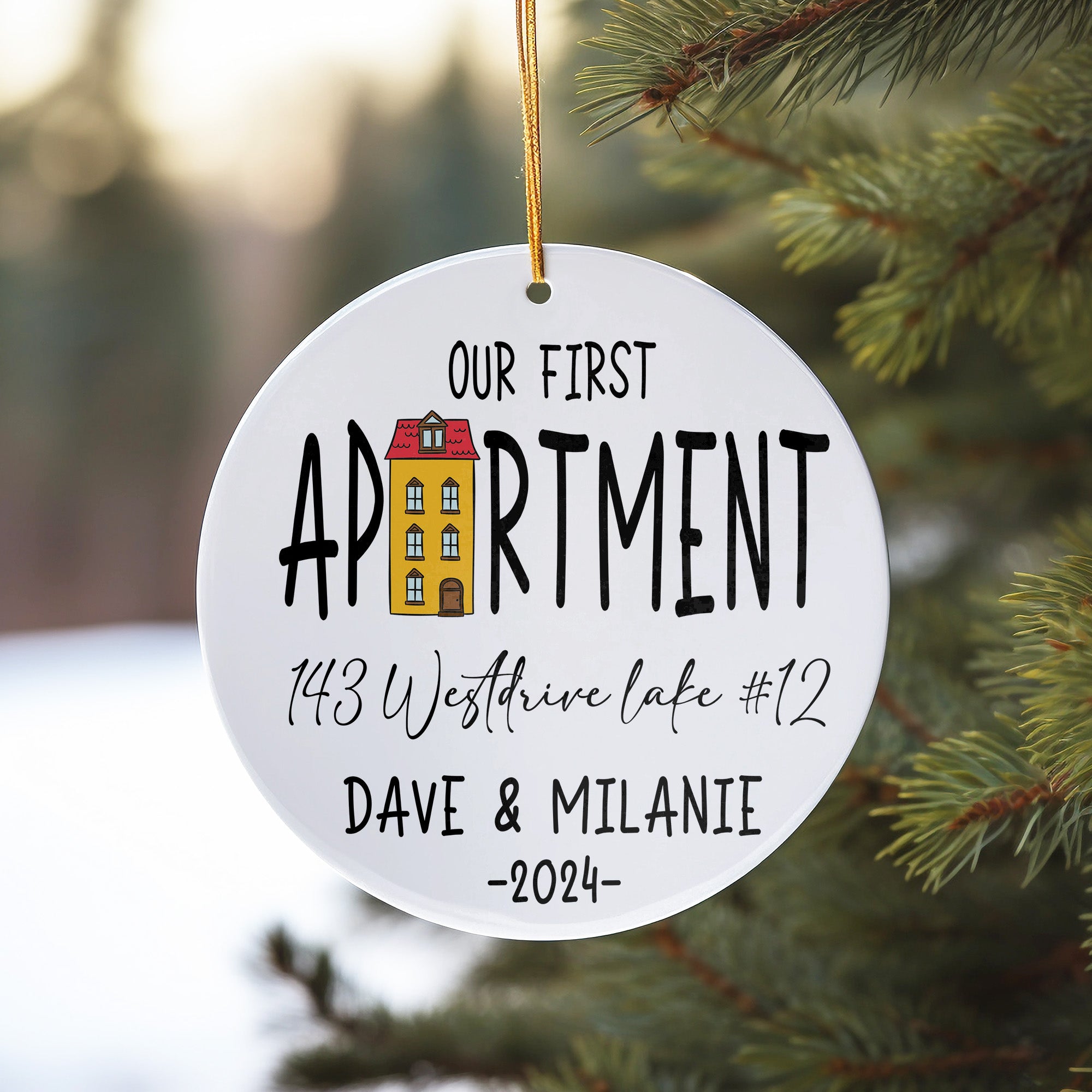 Personalized "Our First Apartment" Ceramic Ornament - Customizable Keepsake for New Homeowners, Handmade 2024 Memento - Image 10