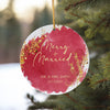 Personalized "Merry + Married" Ceramic Ornament - Unique Wedding Keepsake, Custom Date & Names - Image 10