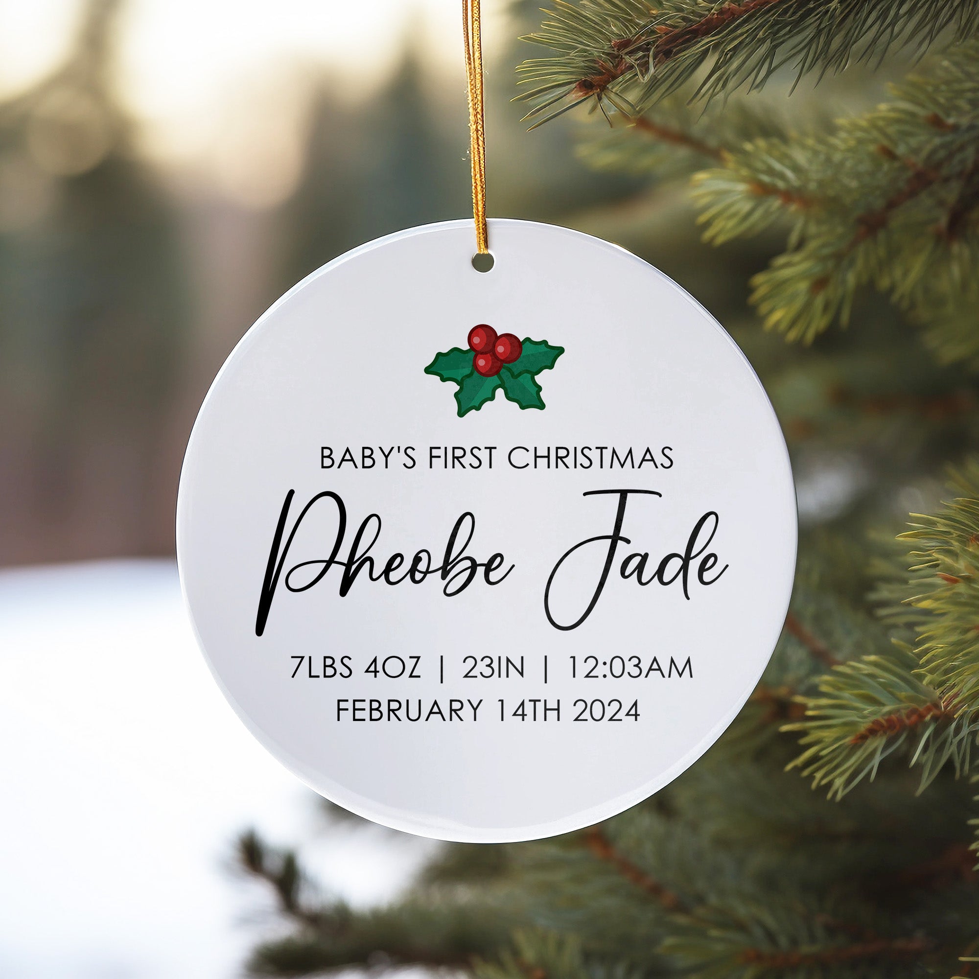 Personalized Baby's First Christmas Ceramic Ornament – Custom Name & Birth Details Keepsake Gift - Image 10