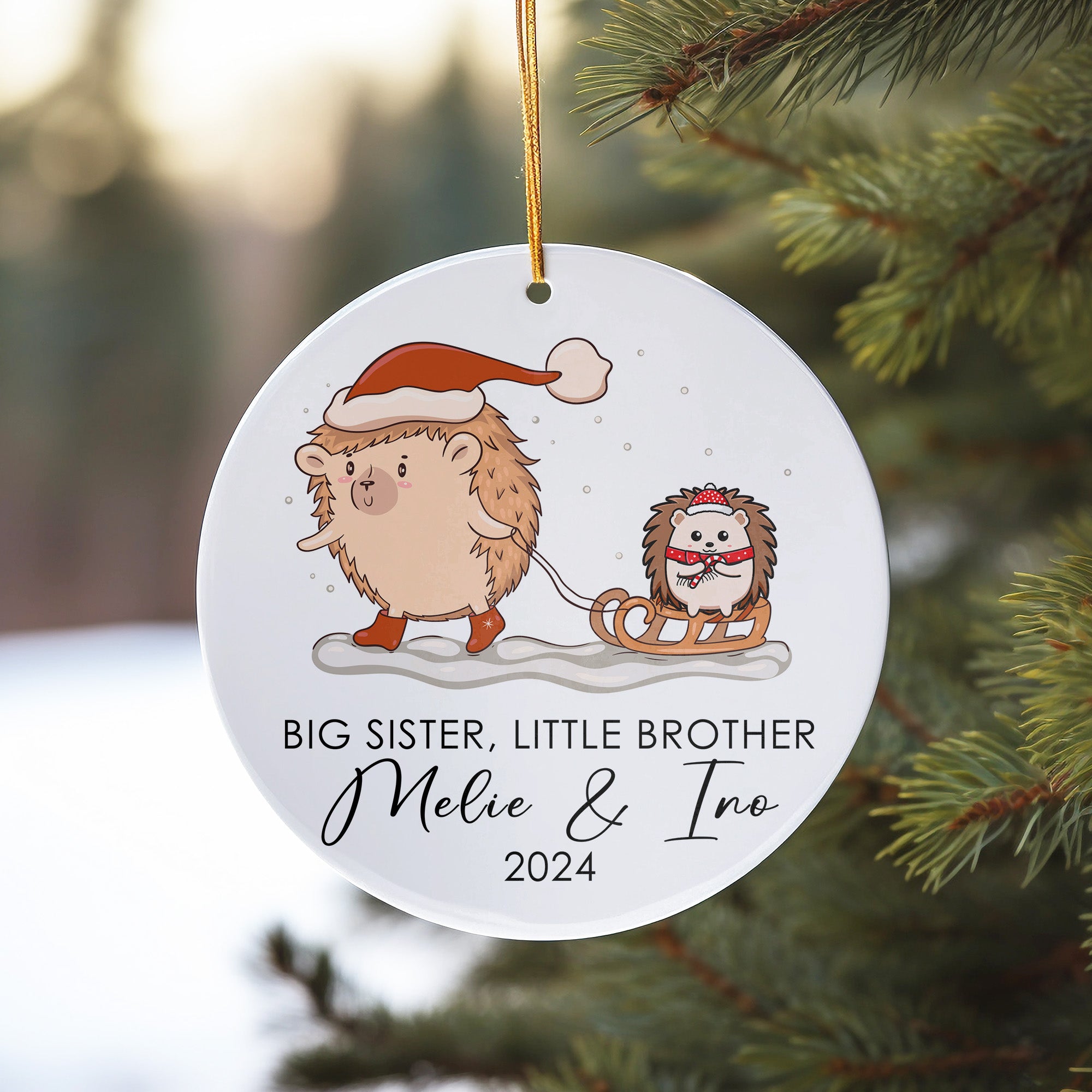 Personalized Big Sister Little Brother Ceramic Ornament 2024 - Handcrafted Holiday Keepsake for Family Celebrations - Image 10