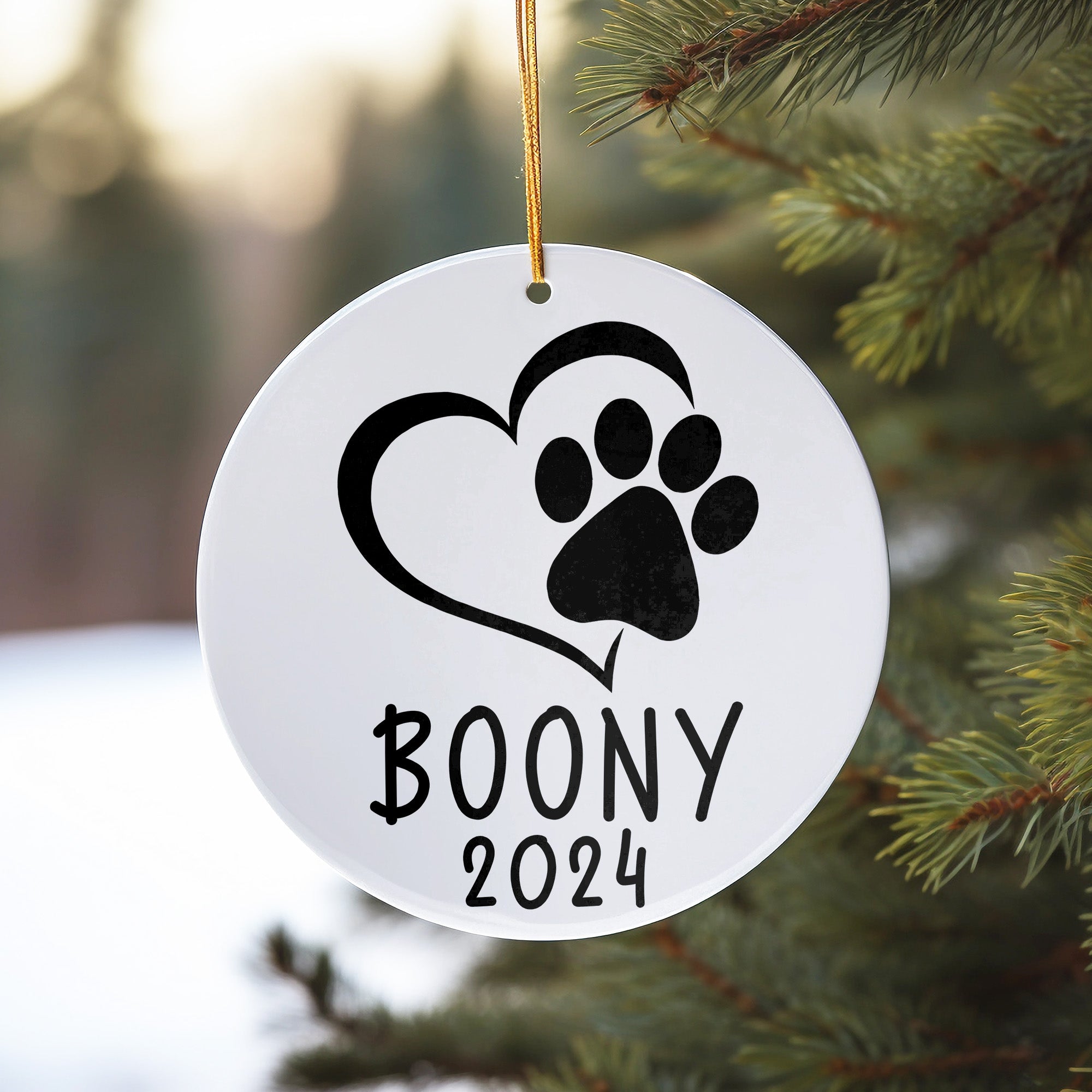 Personalized Pet Paw Heart Ceramic Ornament - Custom Dog Name Keepsake for 2024 Holidays - Image 10