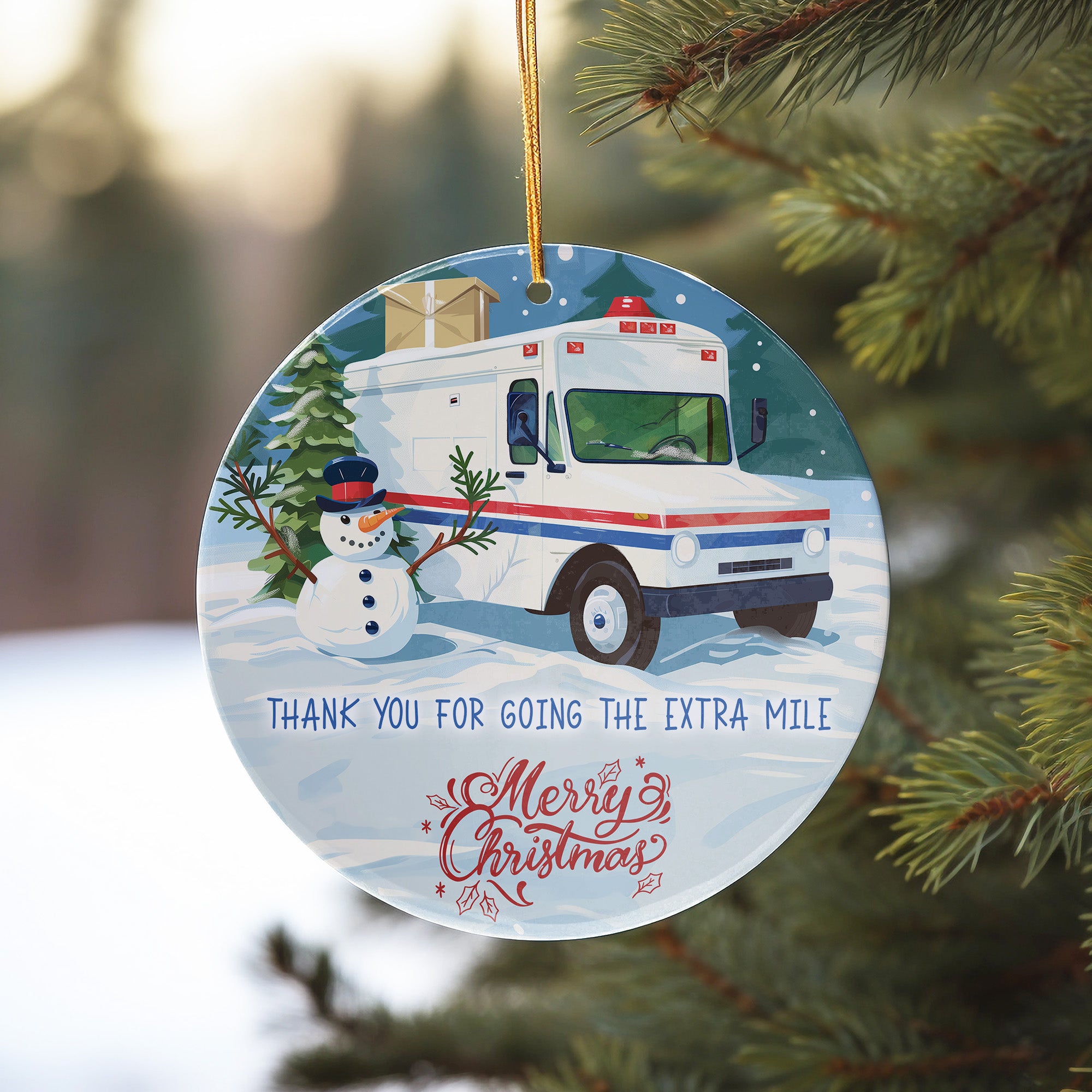 Personalized Christmas Ceramic Ornament with Snowman & Mail Truck - Unique Handmade Holiday Decoration - Image 10