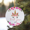 Personalized Unicorn Ceramic Ornament - Custom Floral Design, Perfect Gift for Kids and Unicorn Lovers, 2024 Edition - Image 10