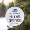 Personalized First Christmas Ceramic Ornament for Couples – Elegant Watercolor Design, Perfect as Newlywed Gift with Date Customization - Image 10