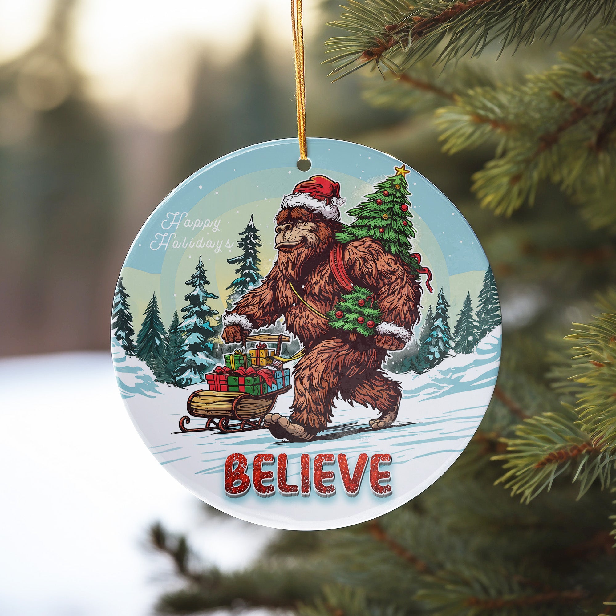 Personalized Holiday Sasquatch Ornament – Handcrafted Ceramic with Festive Design for Unique Christmas Decor - Image 10