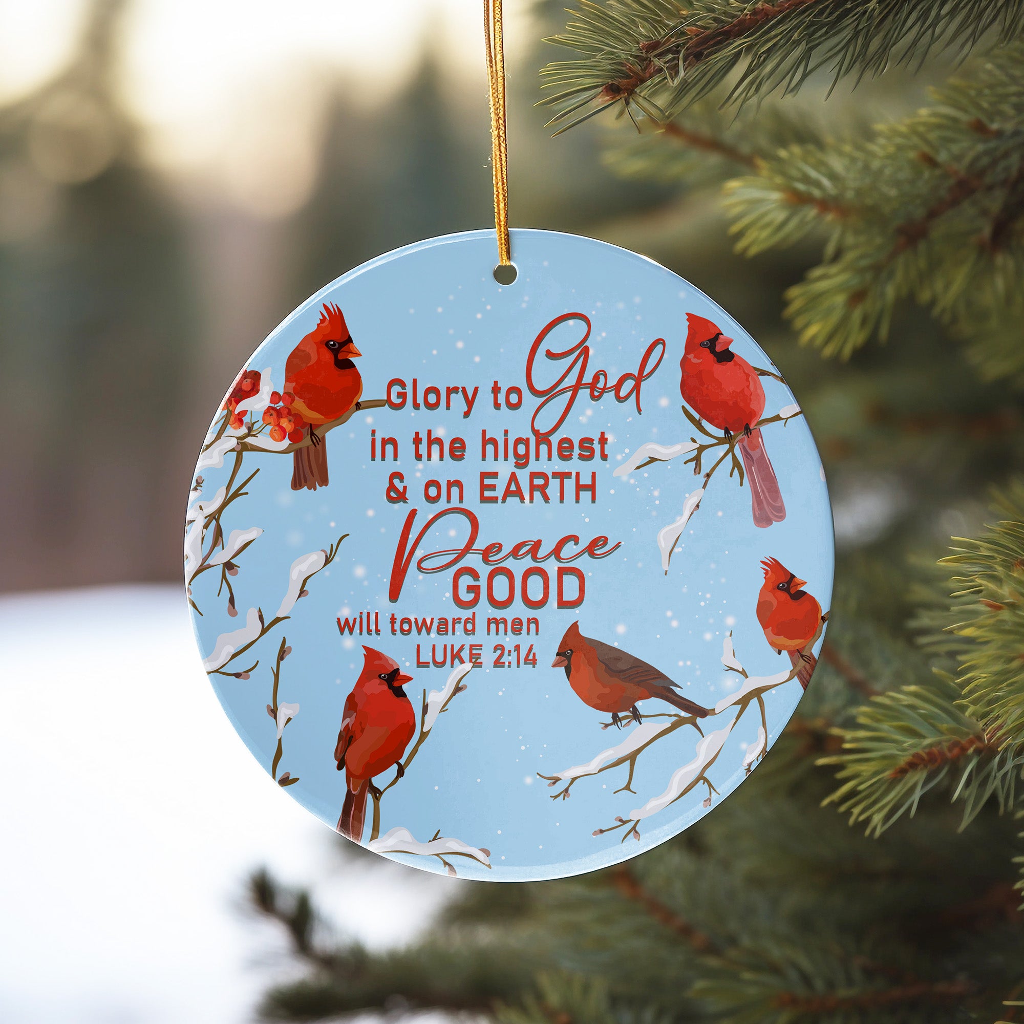 Personalized Cardinal Christmas Ornament - Ceramic Luke 2:14 Design - Perfect for Holiday Decor & Gifts - Image 10