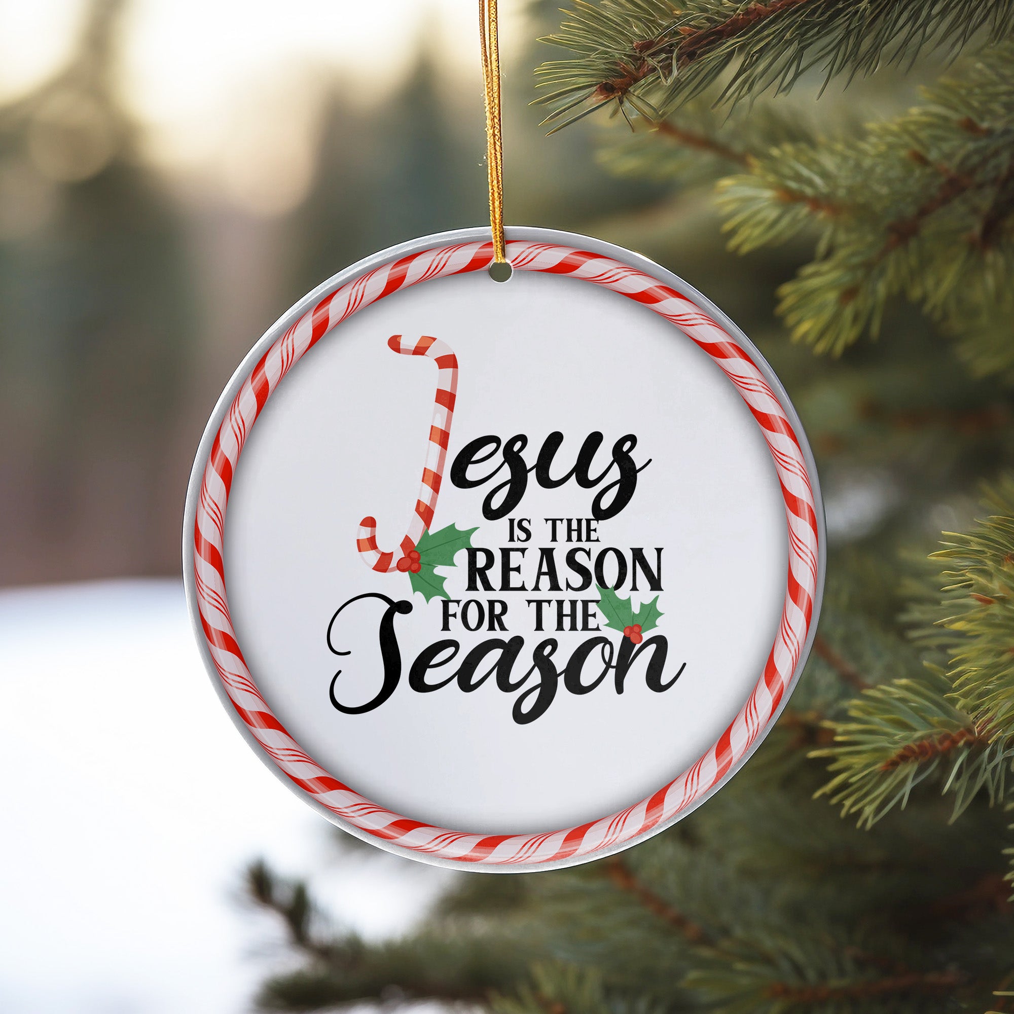 Personalized Christmas Ornament - "Jesus is the Reason" Candy Cane Design - Perfect for Holiday Gifting - Image 10