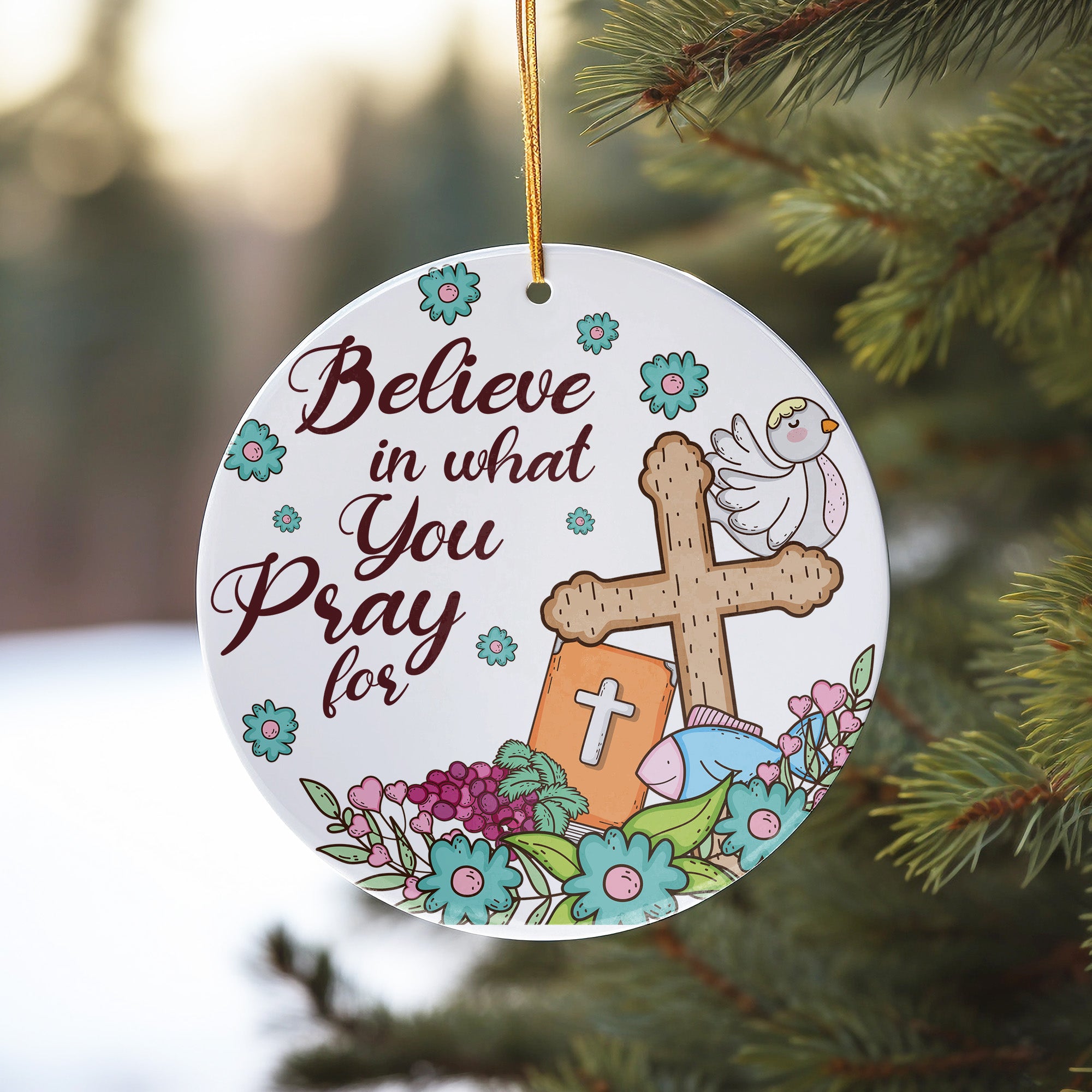 Personalized Handmade Ceramic Ornament with Inspirational Quote and Christian Symbols for Special Occasions - Image 10