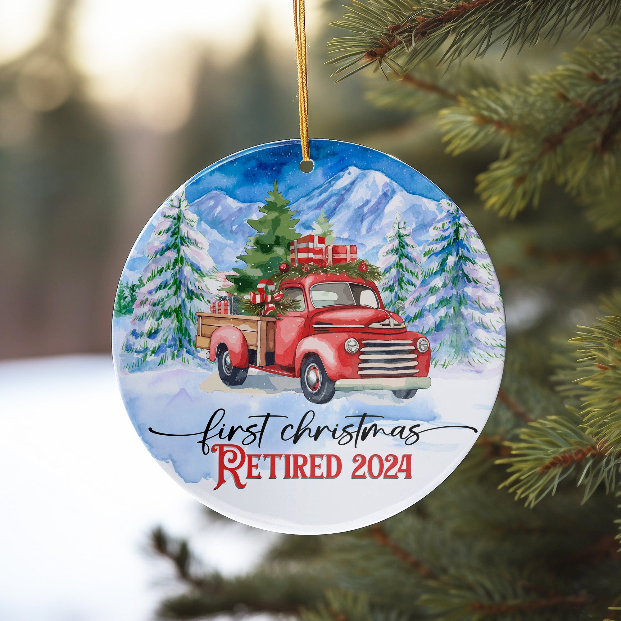 Personalized First Christmas Retired 2024 Ceramic Ornament – Handcrafted Keepsake with Vintage Red Truck Design - Image 10