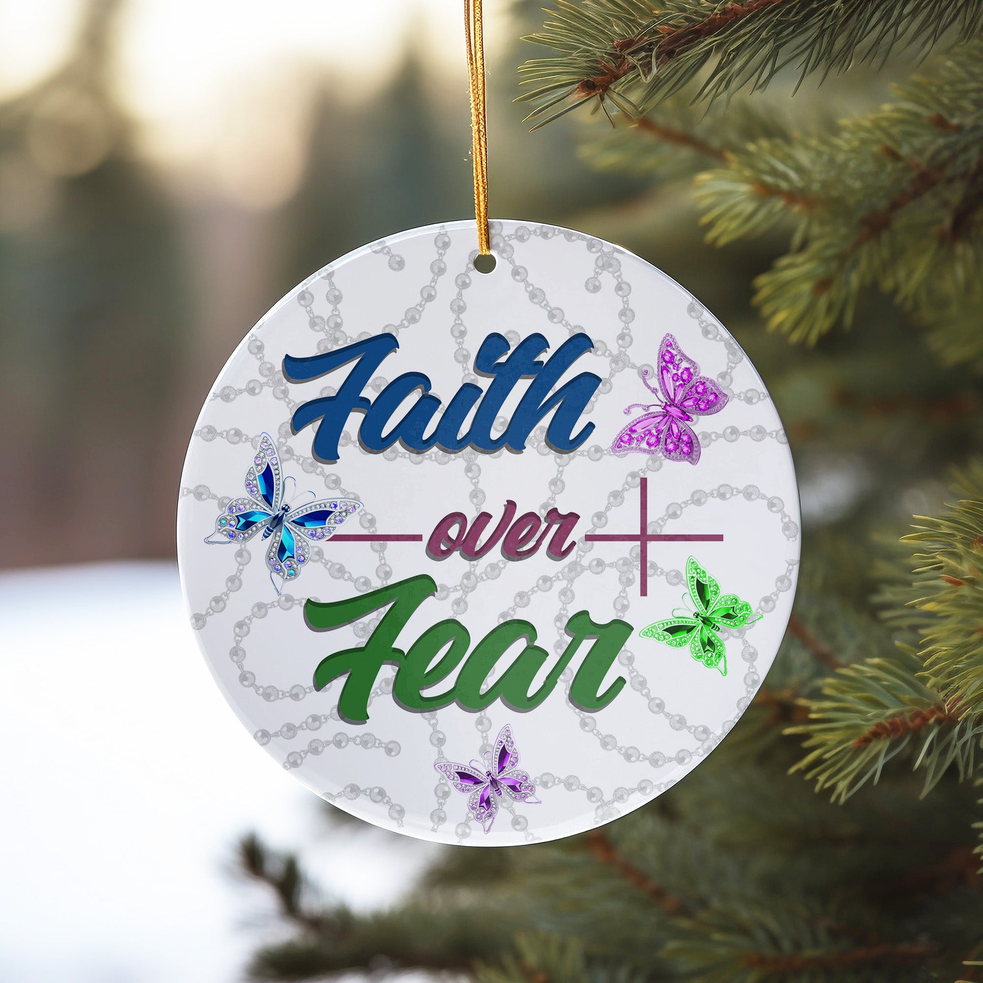 Personalized "Faith Over Fear" Butterfly Ceramic Ornament – Handmade Inspirational Keepsake with Custom Options - Image 10