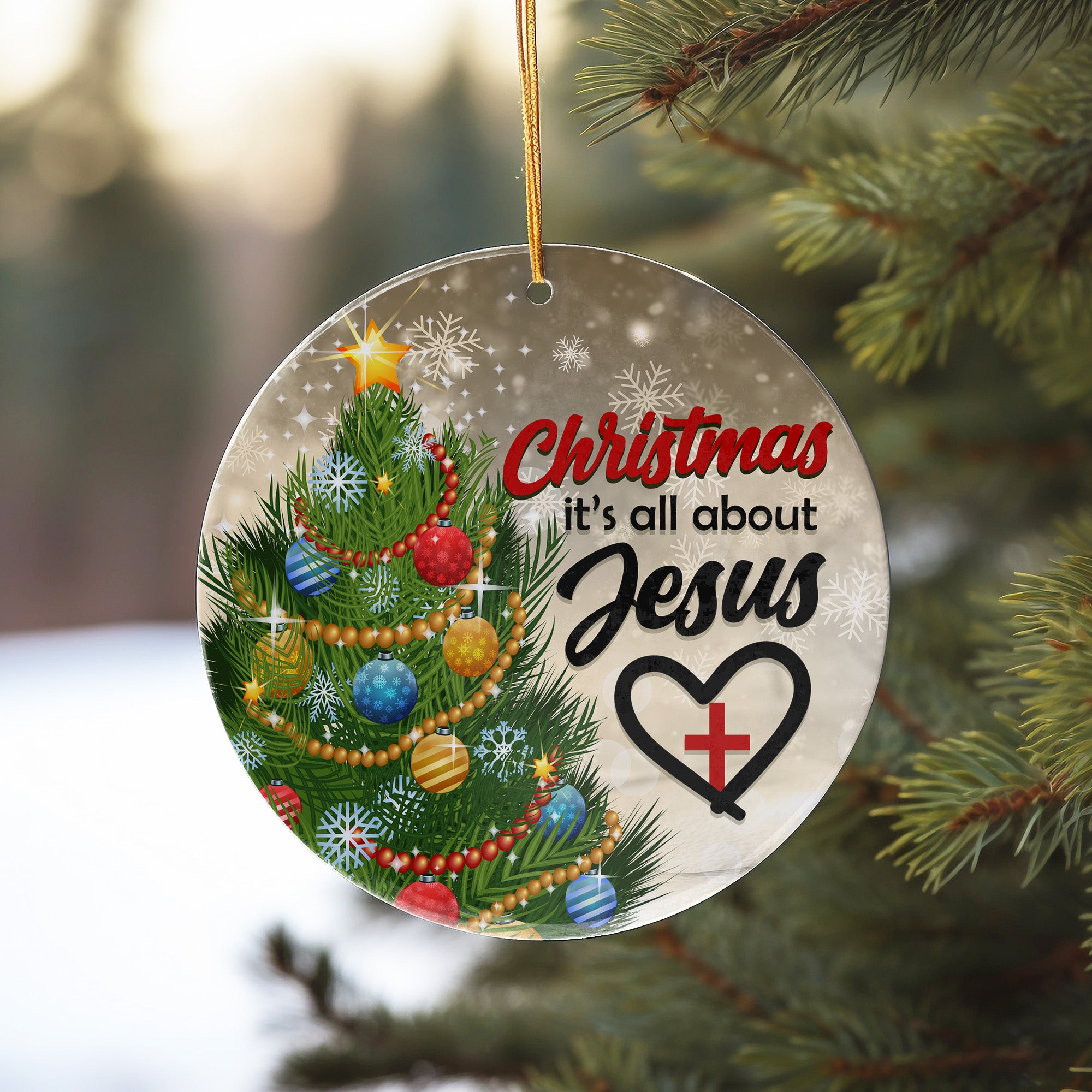 Personalized Ceramic Christmas Ornament - "It's All About Jesus" with Festive Tree Design - Perfect Holiday Gift Keepsake - Image 10