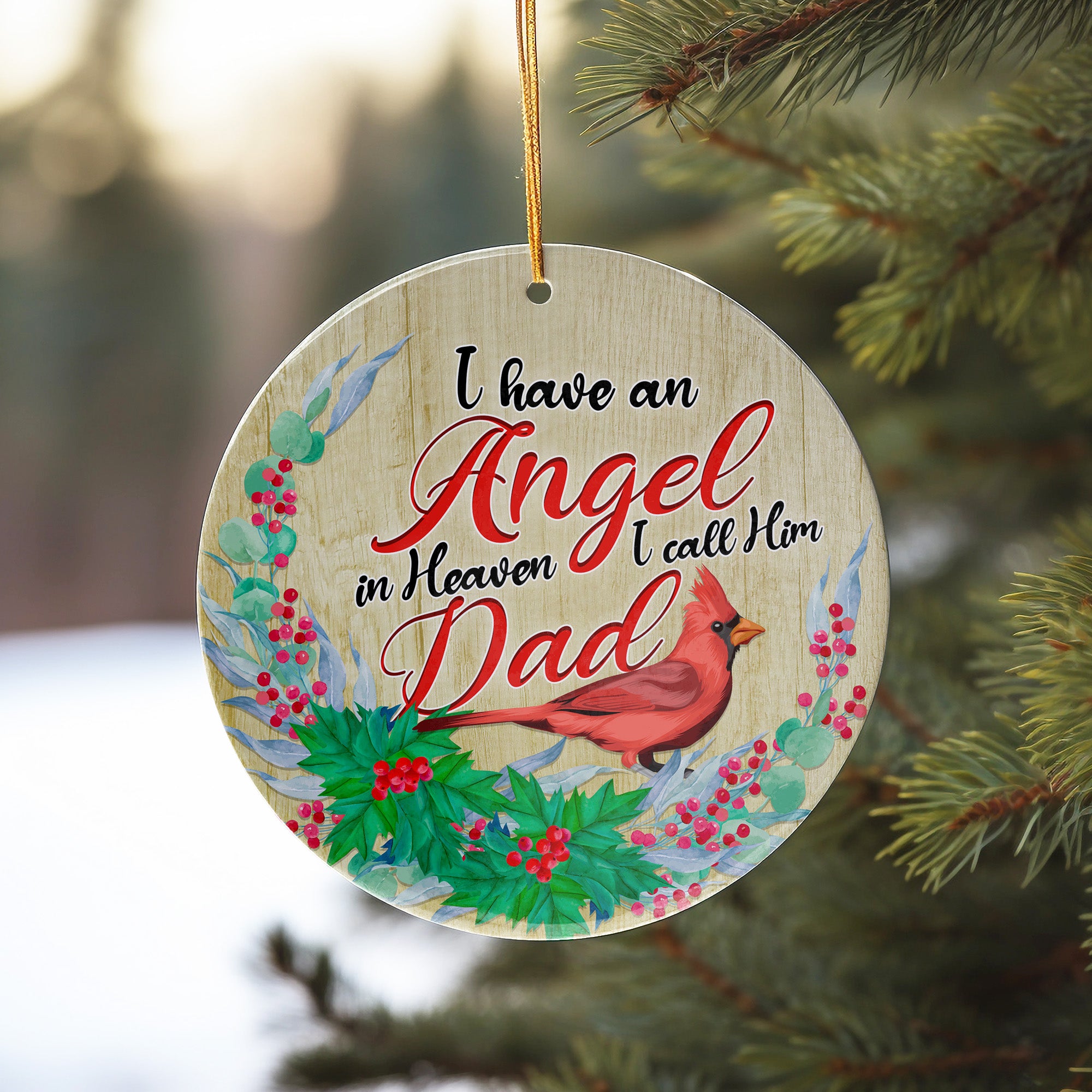 Personalized Memorial Ceramic Ornament – "Angel Dad" Cardinal Design, Heartfelt Keepsake Gift - Image 10