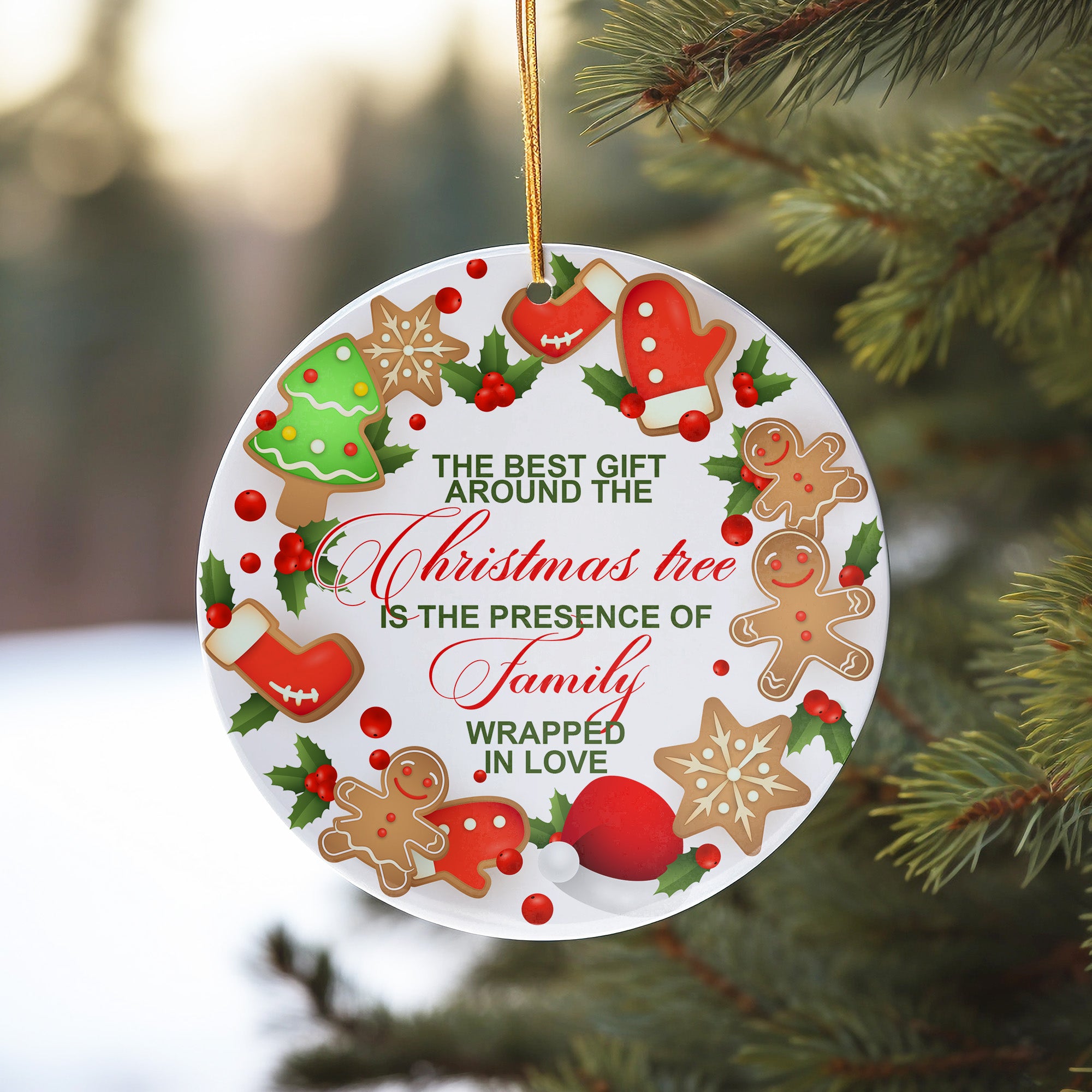Personalized Christmas Ceramic Ornament with Festive Gingerbread Design – Perfect Customizable Gift for Family Celebrations - Image 10