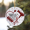 Custom Hairstylist Ceramic Ornament – Handcrafted Heart Design with Red Plaid Accents, Perfect Holiday Gift for Hair Professionals - Image 10