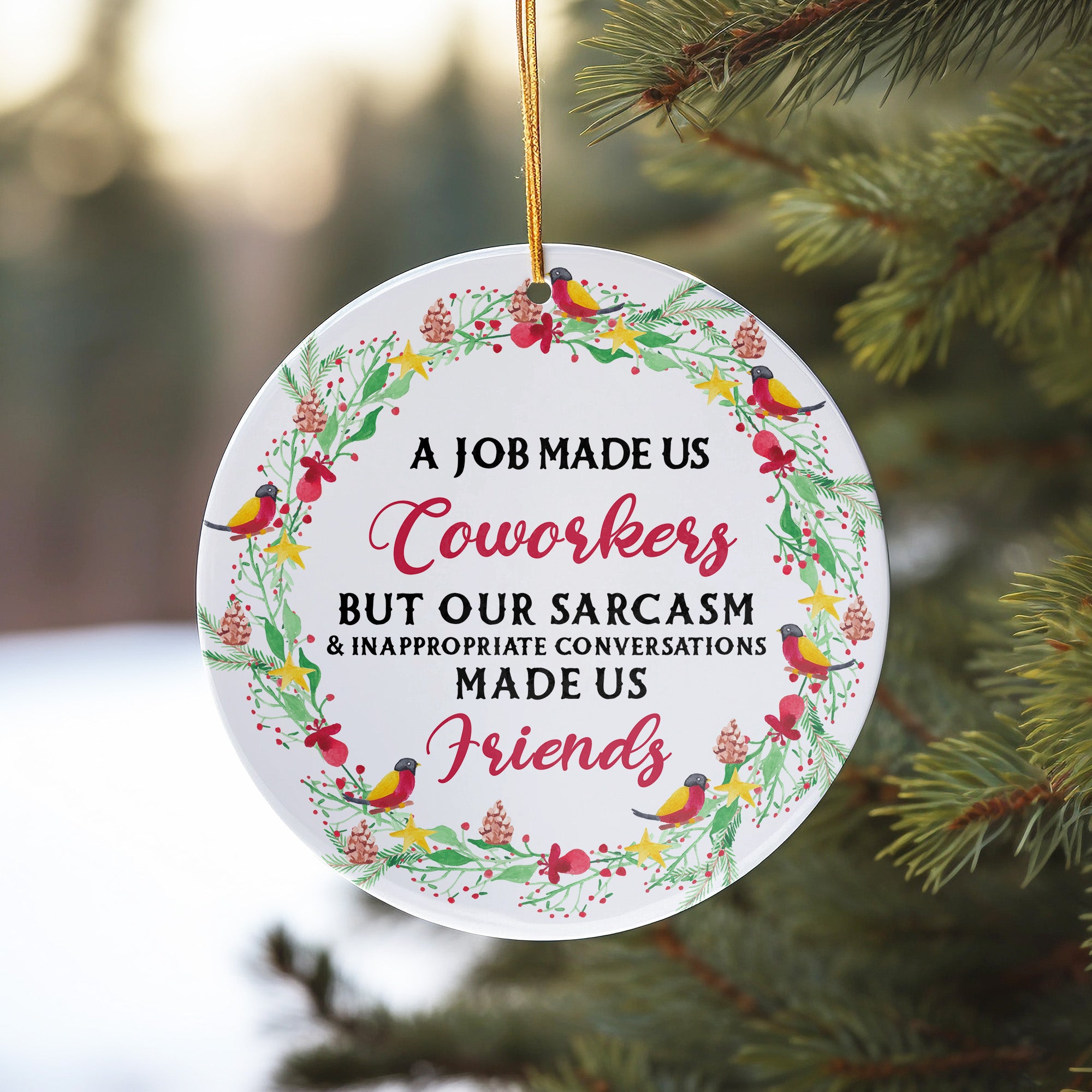 Personalized Ceramic Ornament - "Sarcasm Made Us Friends" - Perfect Gift for Coworkers, Handmade with Love - Image 10