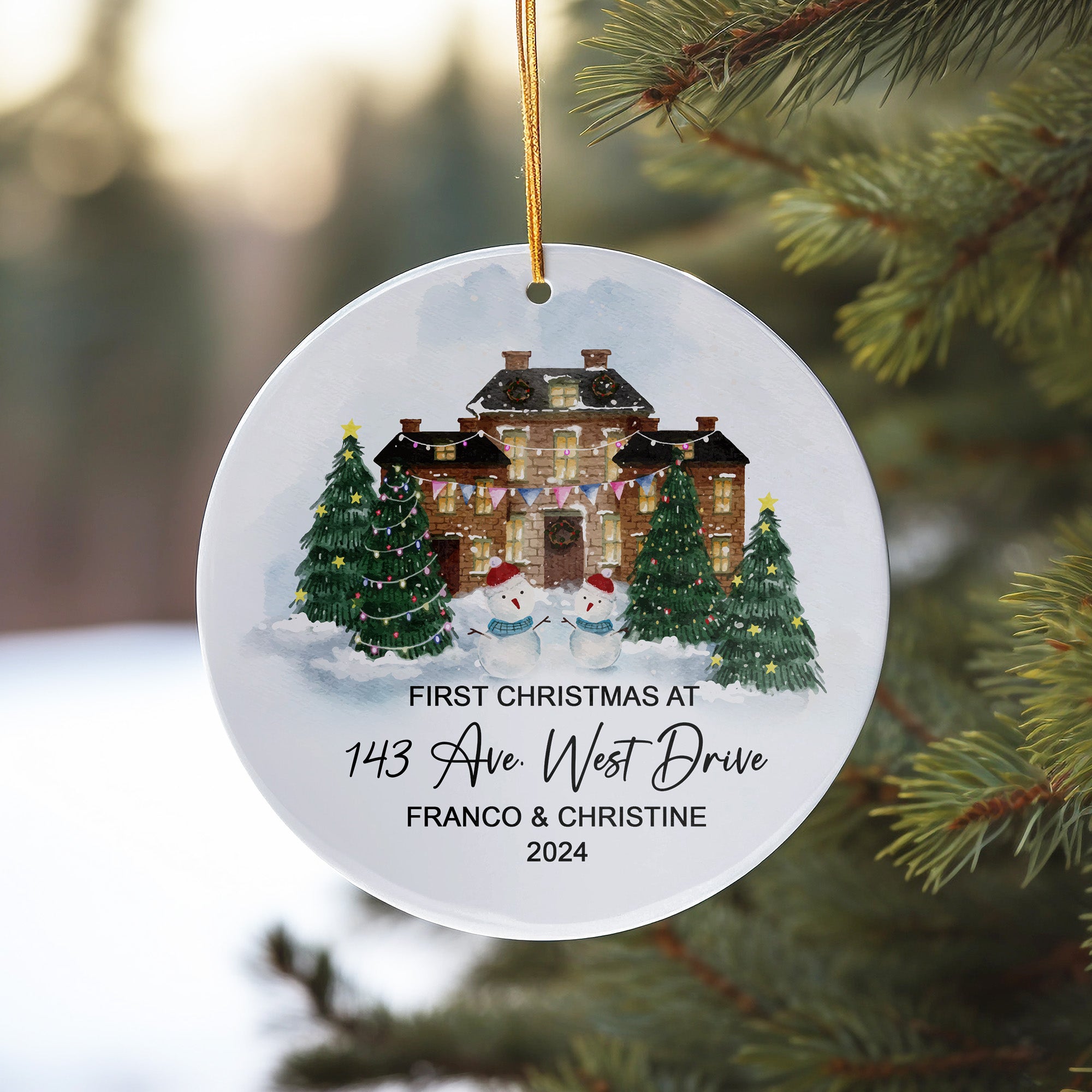 Personalized First Christmas Ceramic Ornament – Custom Address and Names – Perfect Gift for New Homeowners - Image 10