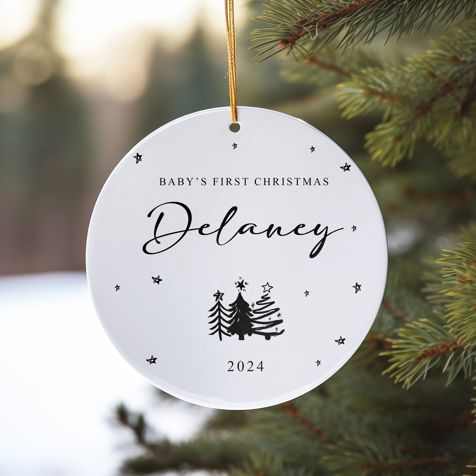 Personalized Baby's First Christmas Ornament 2024 – Ceramic Keepsake with Custom Name Design - Image 10