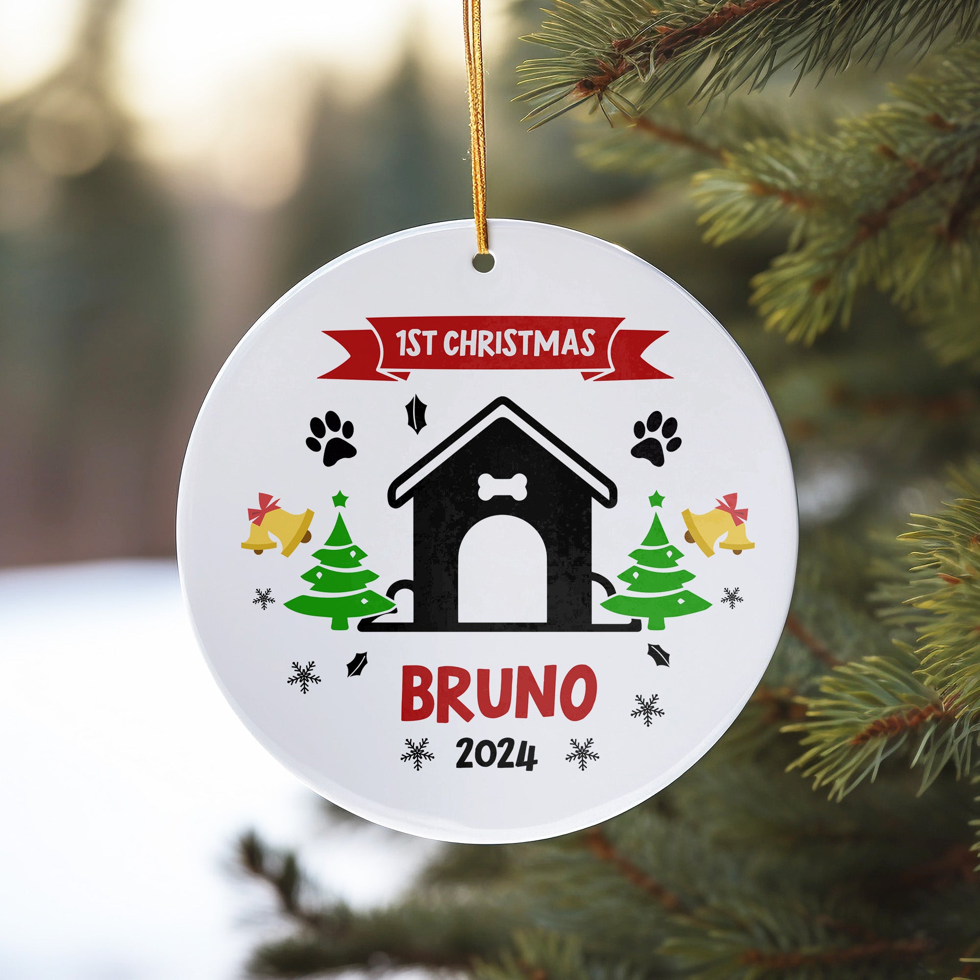 Personalized "1st Christmas" Ceramic Ornament for Pets - Custom Name and Year, Handmade Holiday Decor Keepsake - Image 10