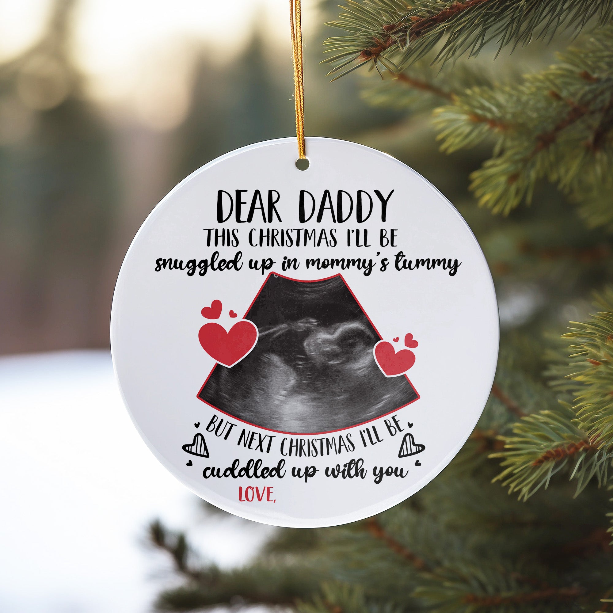 Personalized Dear Daddy Christmas Ornament with Ultrasound Design – Perfect Baby Announcement Gift for Expecting Parents - Image 10