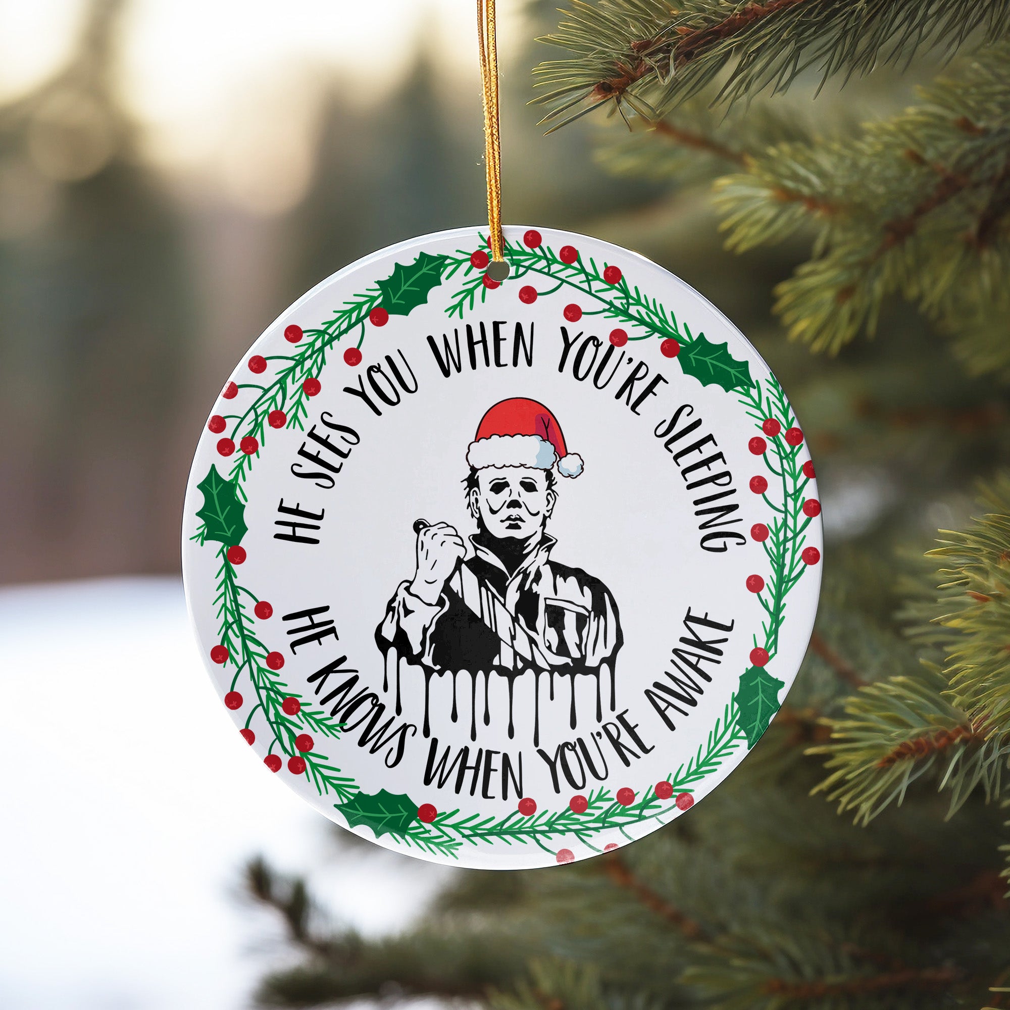 Personalized Handmade Ceramic Horror-Themed Christmas Ornament – Festive Holiday Decoration for Unique Gift-Giving - Image 10