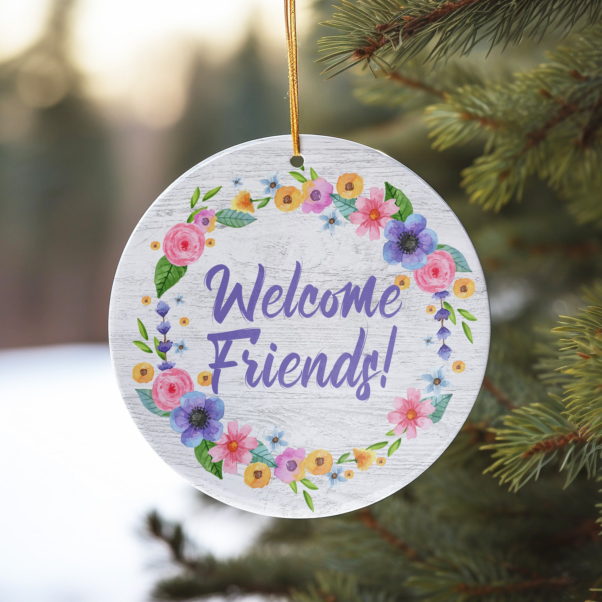 Personalizable "Welcome Friends!" Floral Ceramic Ornament - Handmade and Heartfelt Gift for All Occasions - Image 10