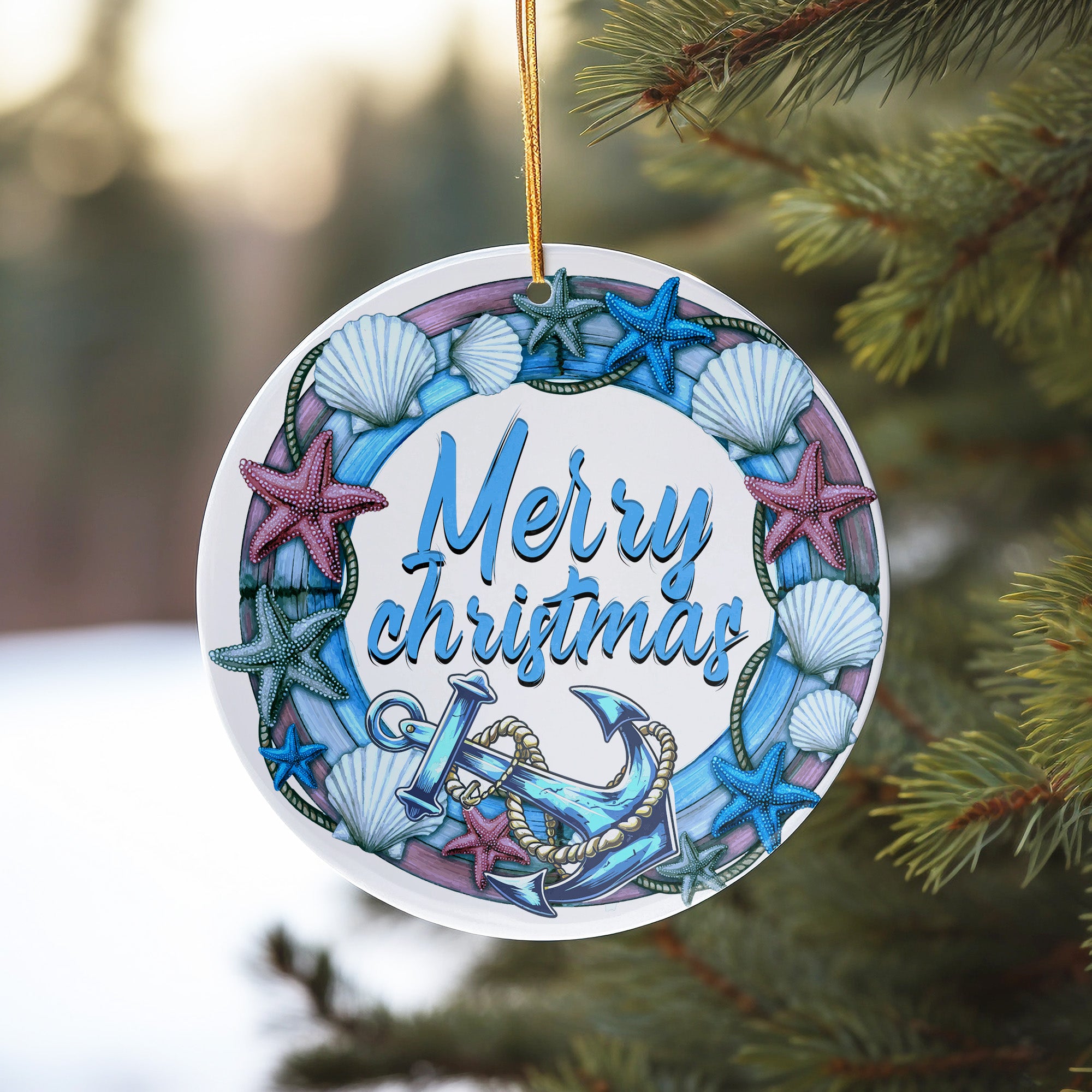 Stunning Personalized Nautical Christmas Ceramic Ornament – Handcrafted Seashell and Starfish Design for Unique Holiday Decoration - Image 10