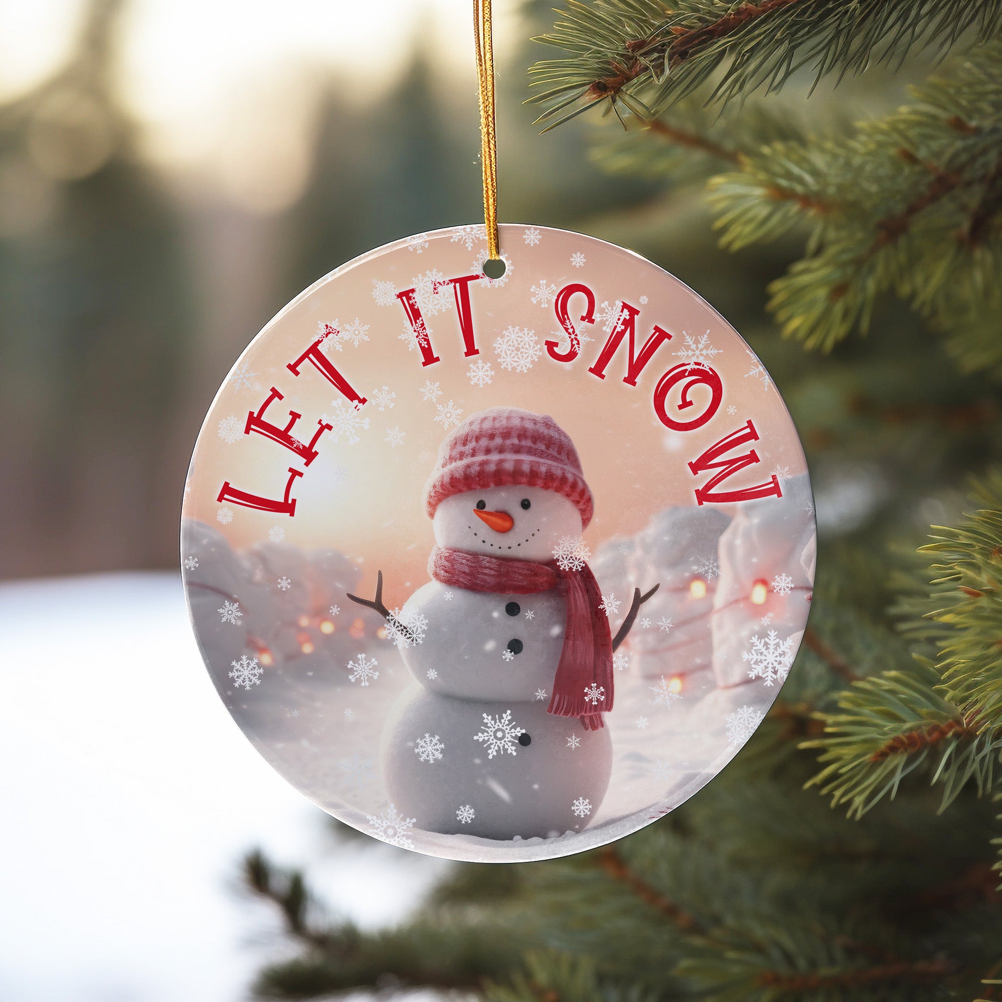 Personalized "Let It Snow" Ceramic Ornament - Handcrafted Holiday Snowman Keepsake with Customization Options - Image 10