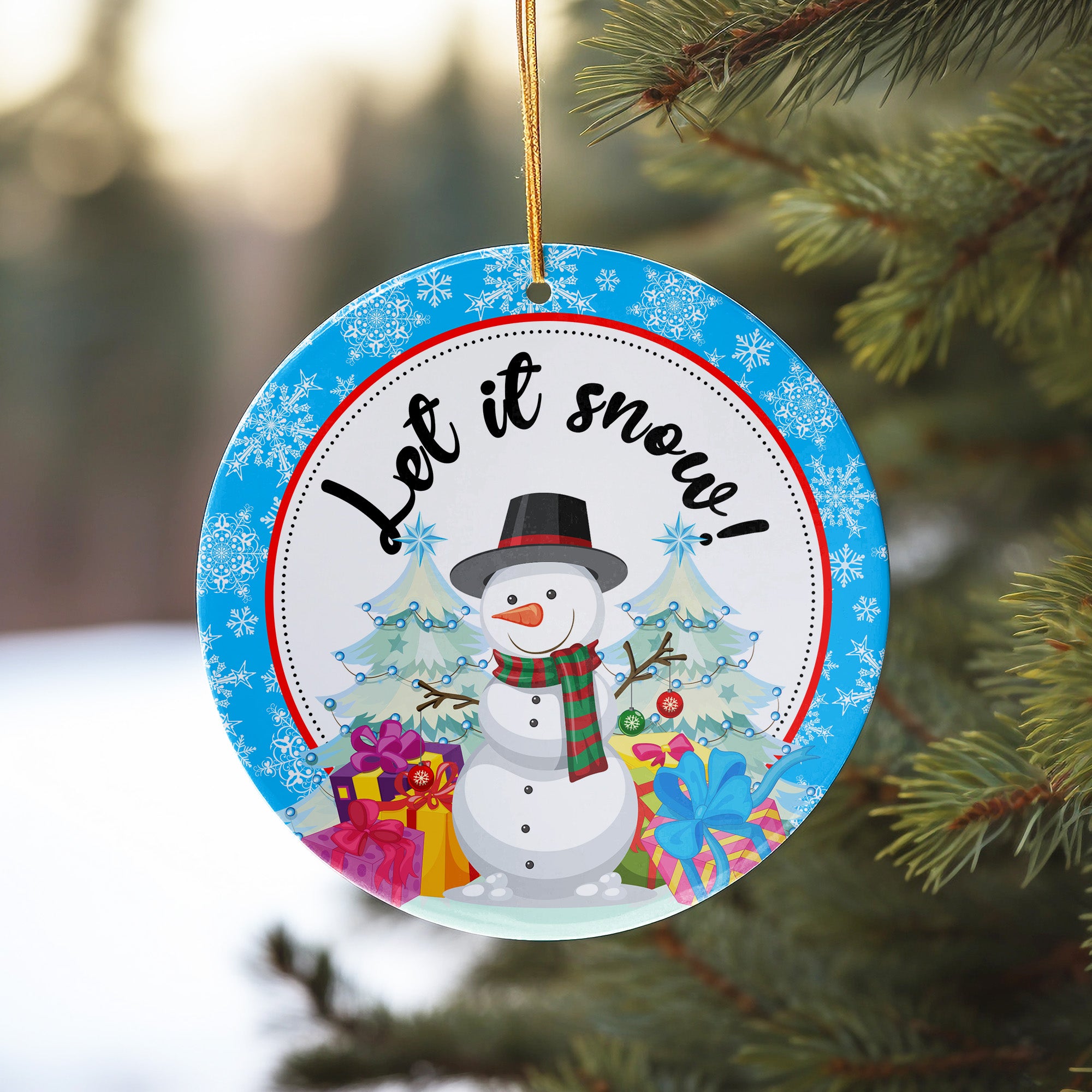 Personalized Ceramic Snowman Ornament with "Let it Snow" Design – Perfect Holiday Gift for Family & Friends - Image 10