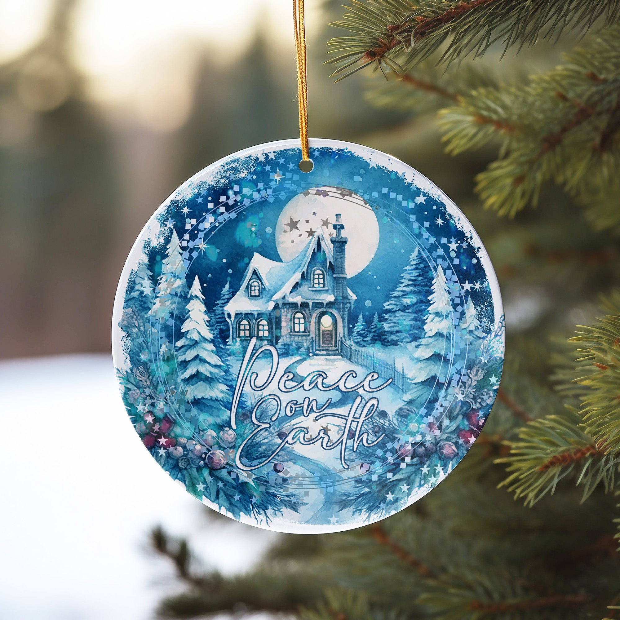Personalized "Peace on Earth" Ceramic Ornament - Handcrafted Winter Wonderland Design for Holiday Gift Giving - Image 10
