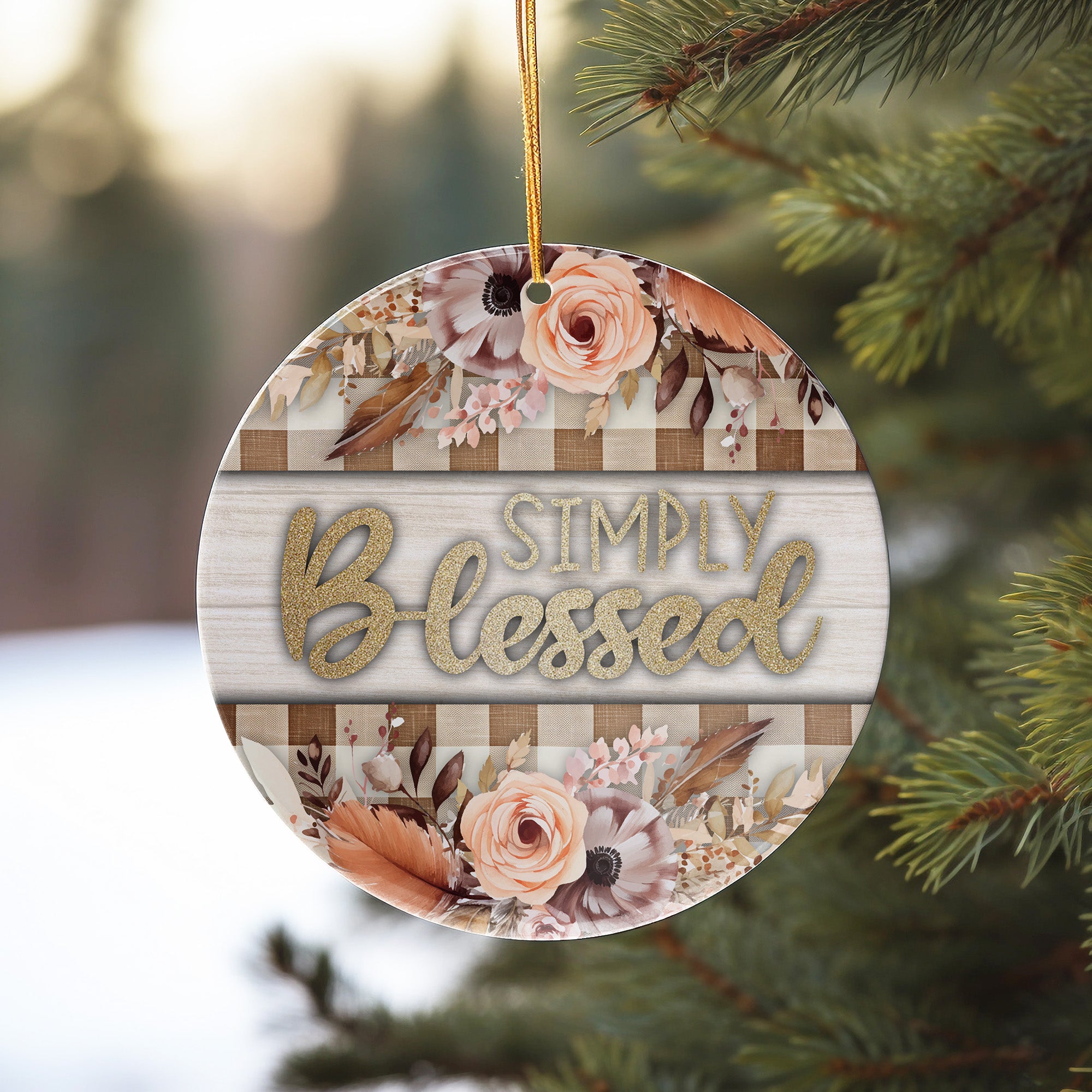 Personalized "Simply Blessed" Ceramic Ornament – Elegant Floral Gift for Loved Ones - Image 10