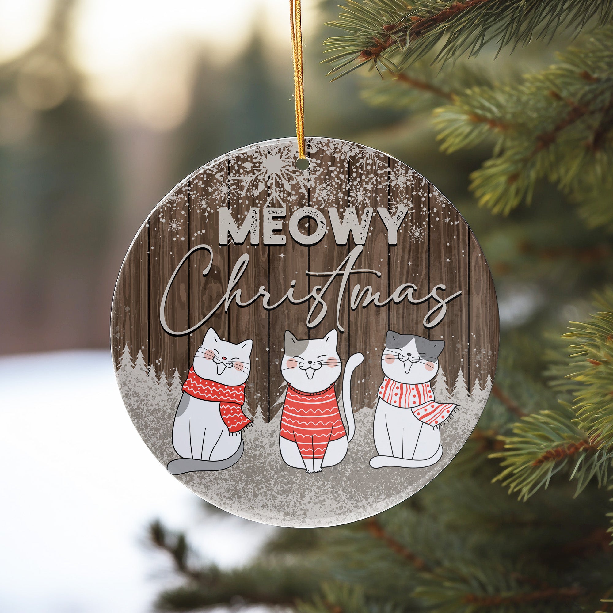 Personalized "Meowy Christmas" Ceramic Ornament – Cozy Cat Design, Handmade Holiday Gift - Image 10