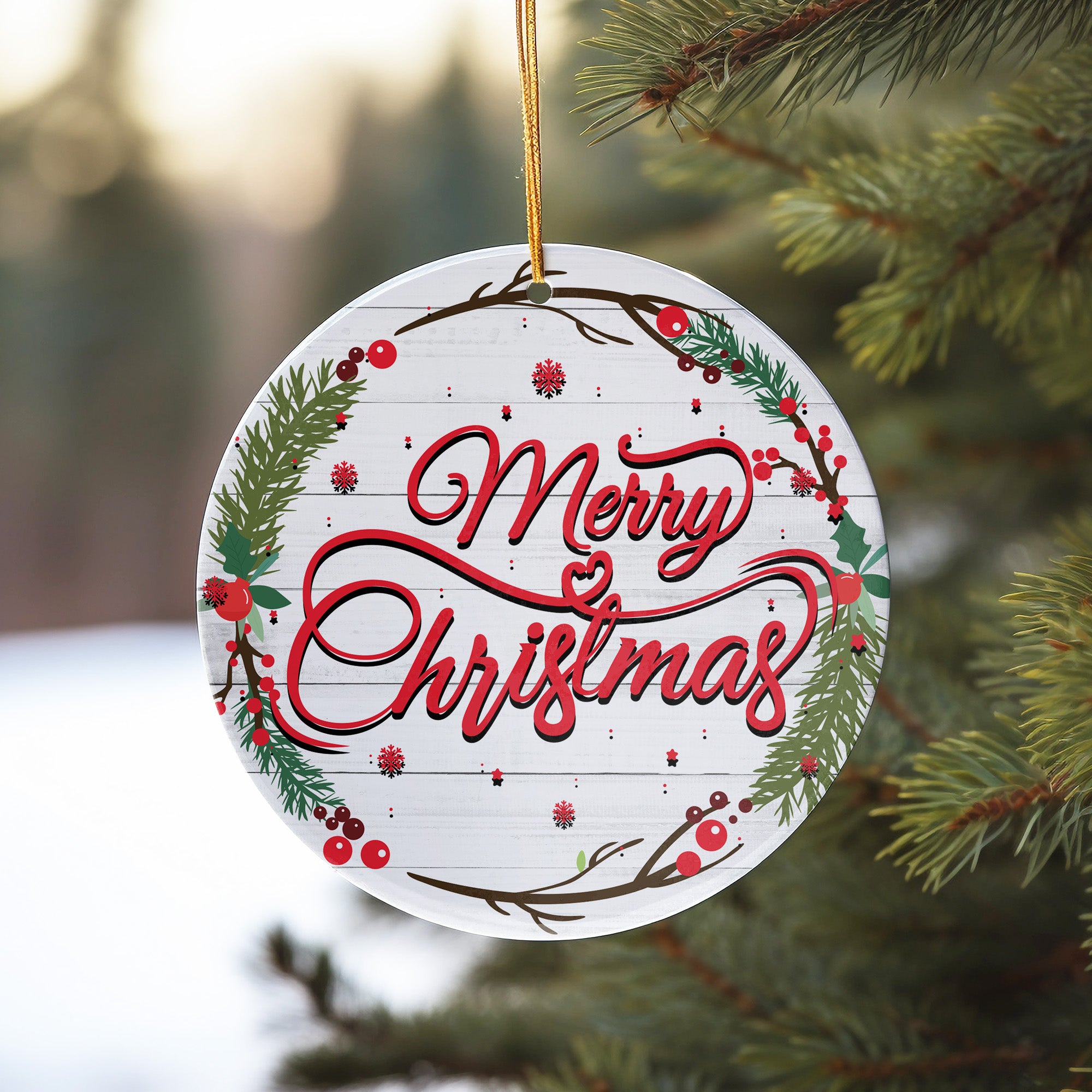 Personalized Merry Christmas Ceramic Ornament - Handcrafted Holiday Keepsake with Festive Design for Gift-Giving - Image 10